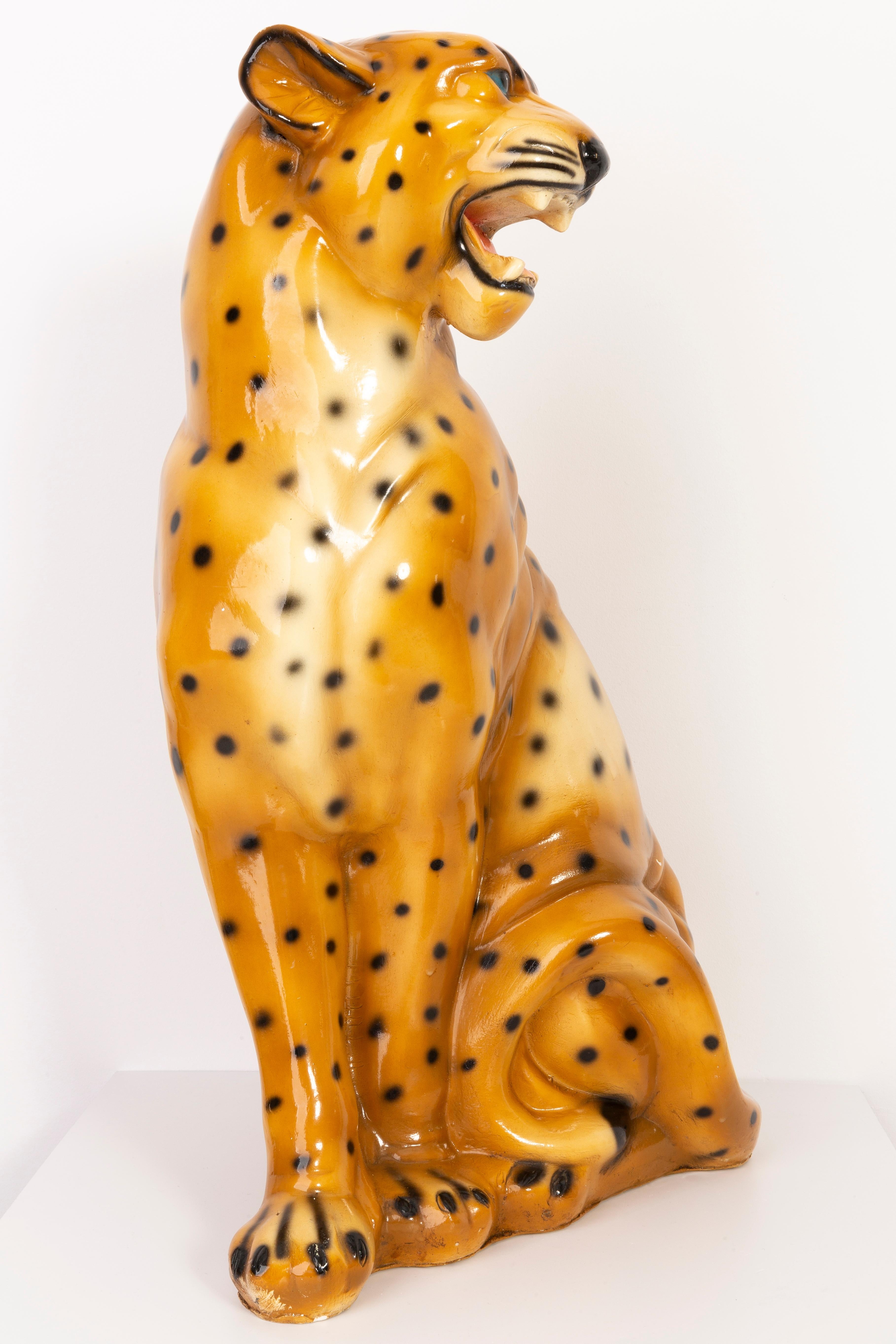 Big Rare Ceramic Leopard Decorative Sculpture, Italy, 1960s In Good Condition In 05-080 Hornowek, PL
