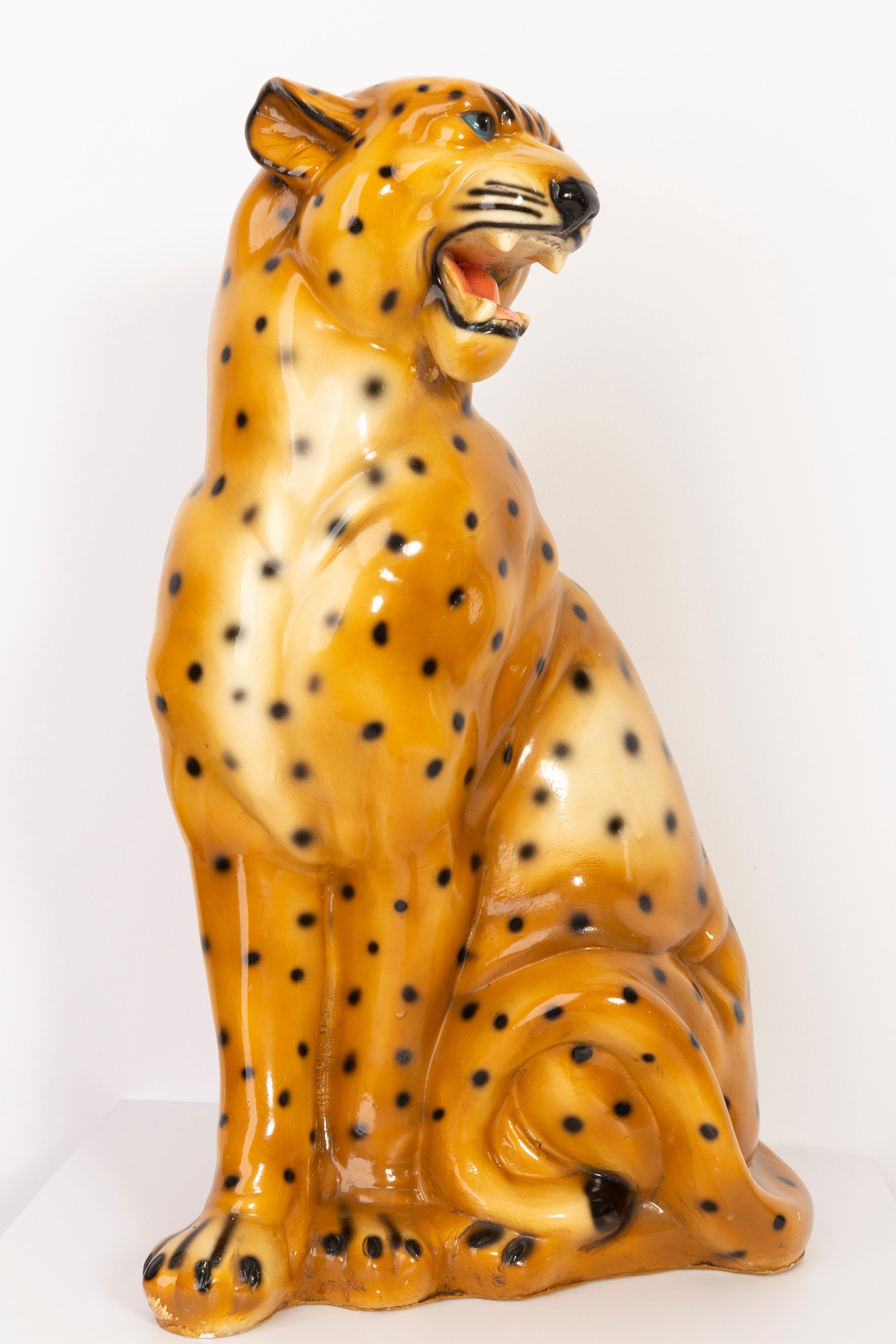 20th Century Big Rare Ceramic Leopard Decorative Sculpture, Italy, 1960s