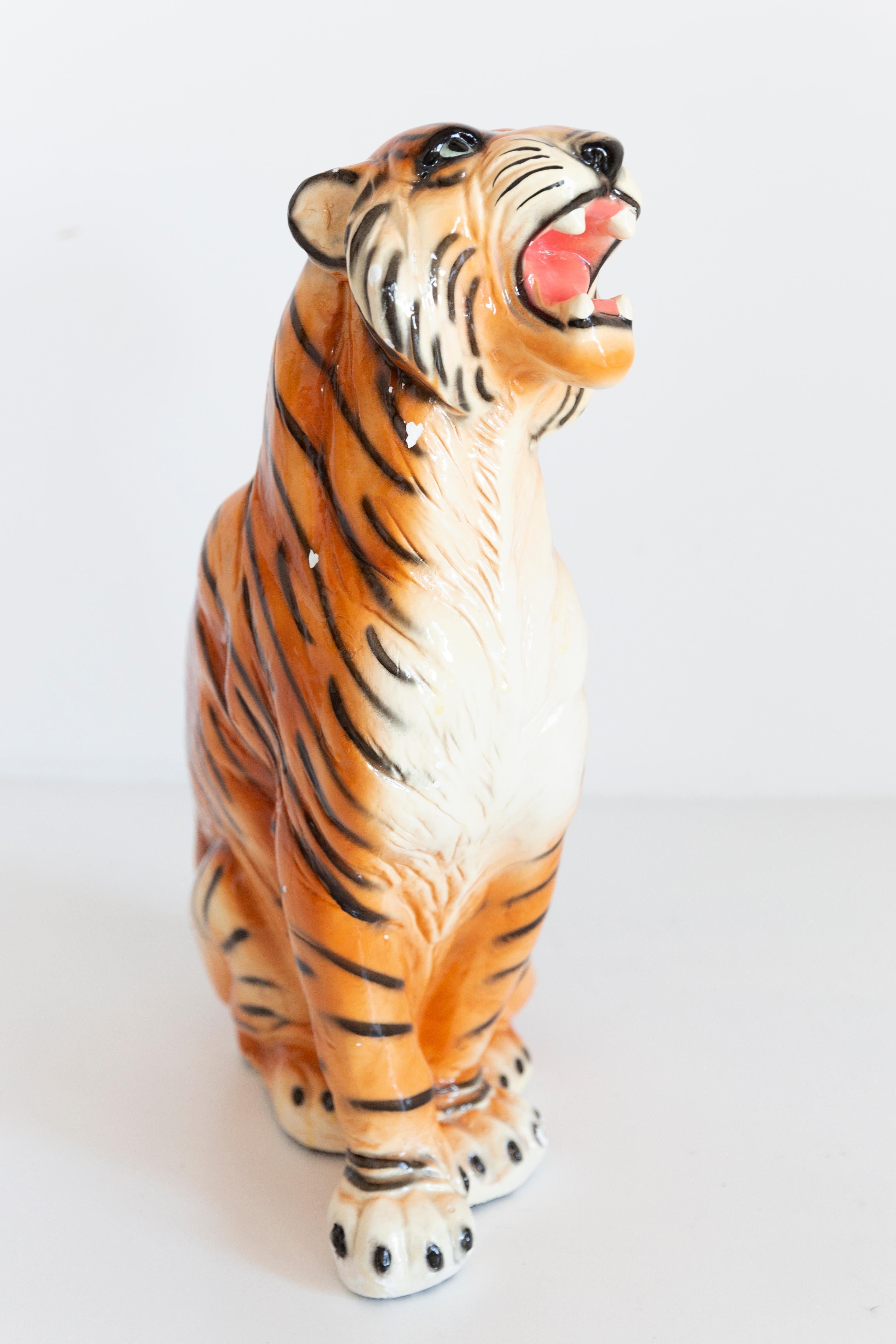 Große seltene Keramik-Tiger-Deko-Skulptur, Italien, 1960er Jahre im Angebot 5
