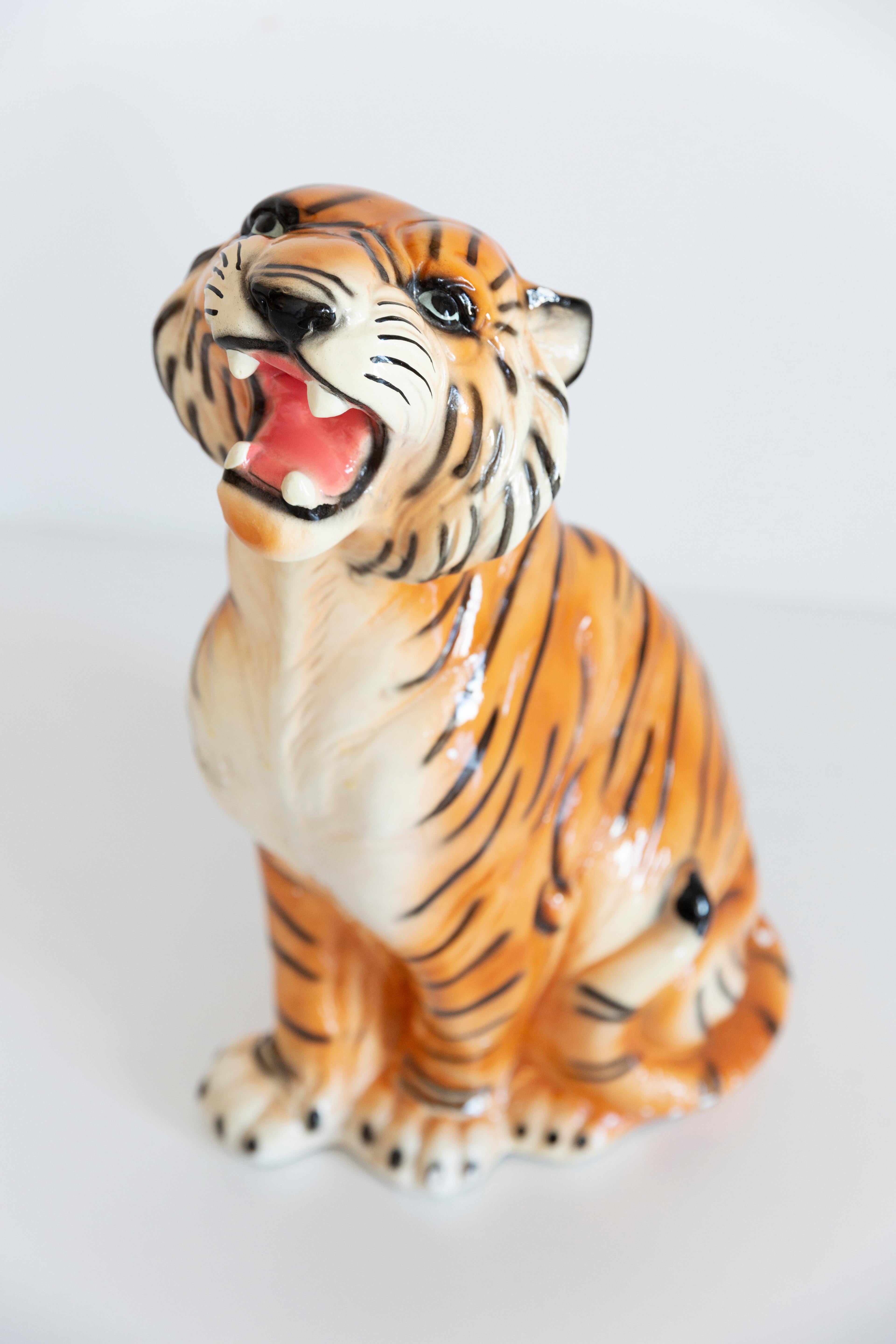 Große seltene Keramik-Tiger-Deko-Skulptur, Italien, 1960er Jahre im Angebot 7