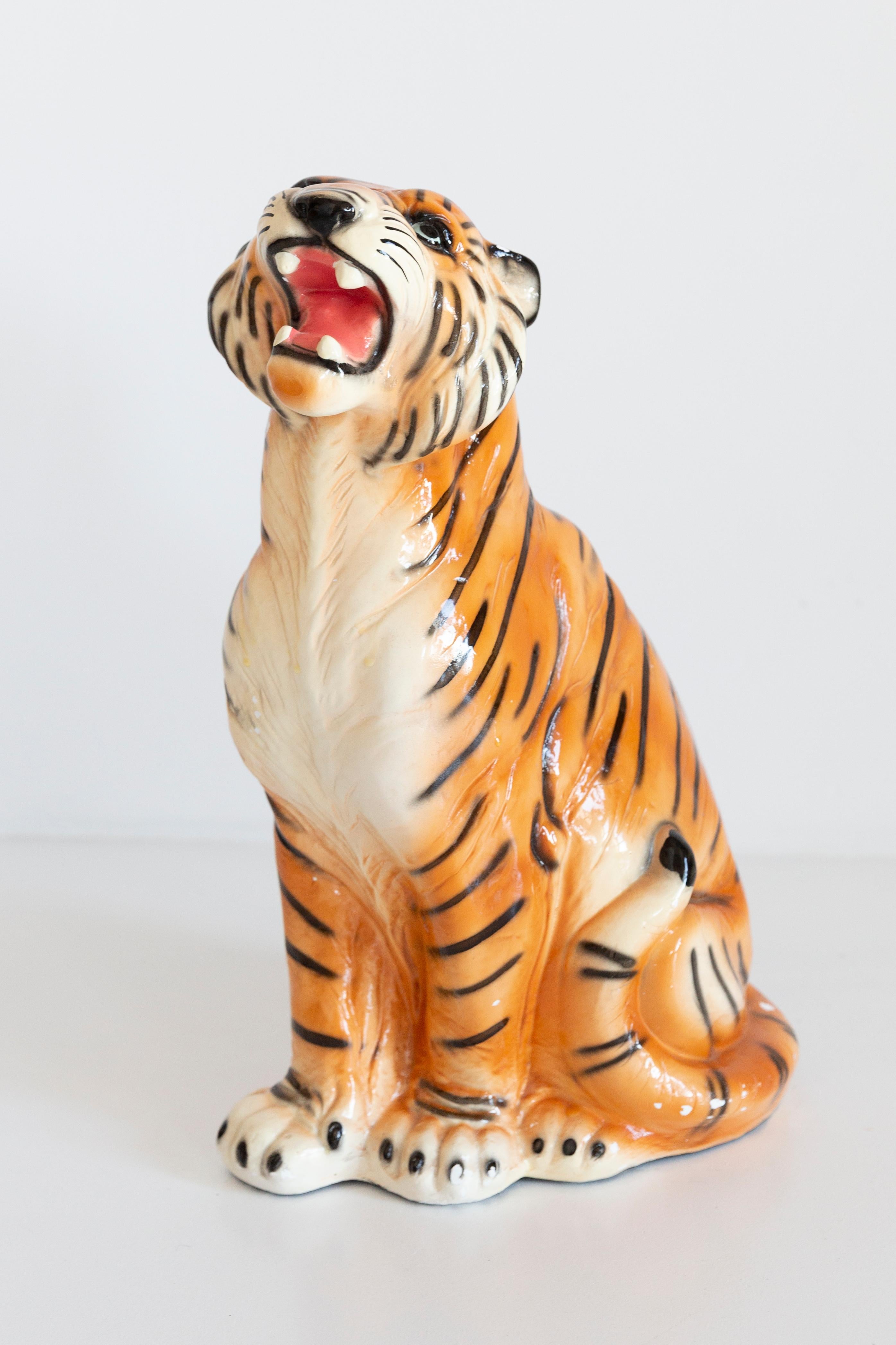 Große seltene Keramik-Tiger-Deko-Skulptur, Italien, 1960er Jahre im Angebot 8