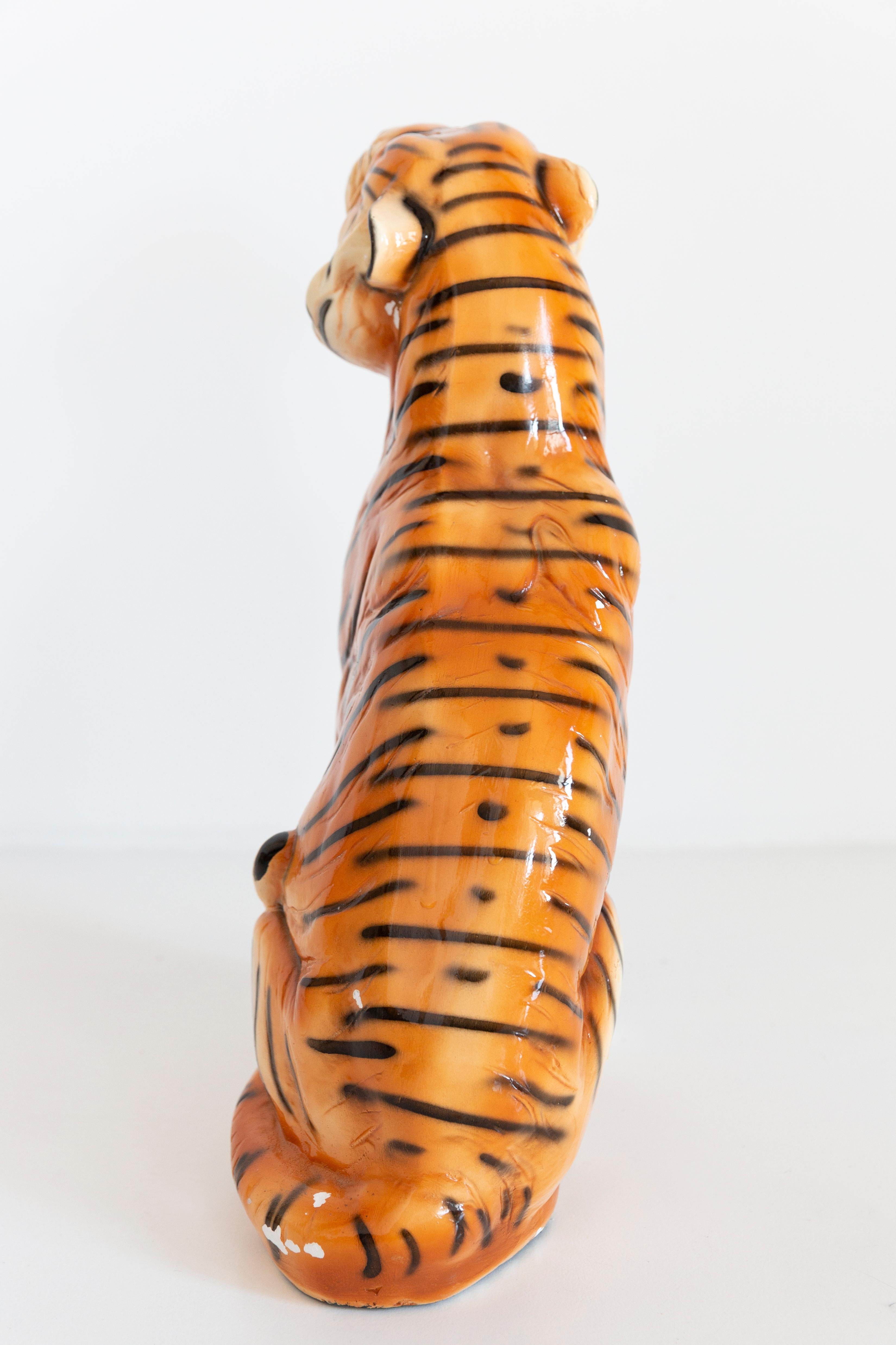 20th Century Big Rare Ceramic Tiger Decorative Sculpture, Italy, 1960s For Sale