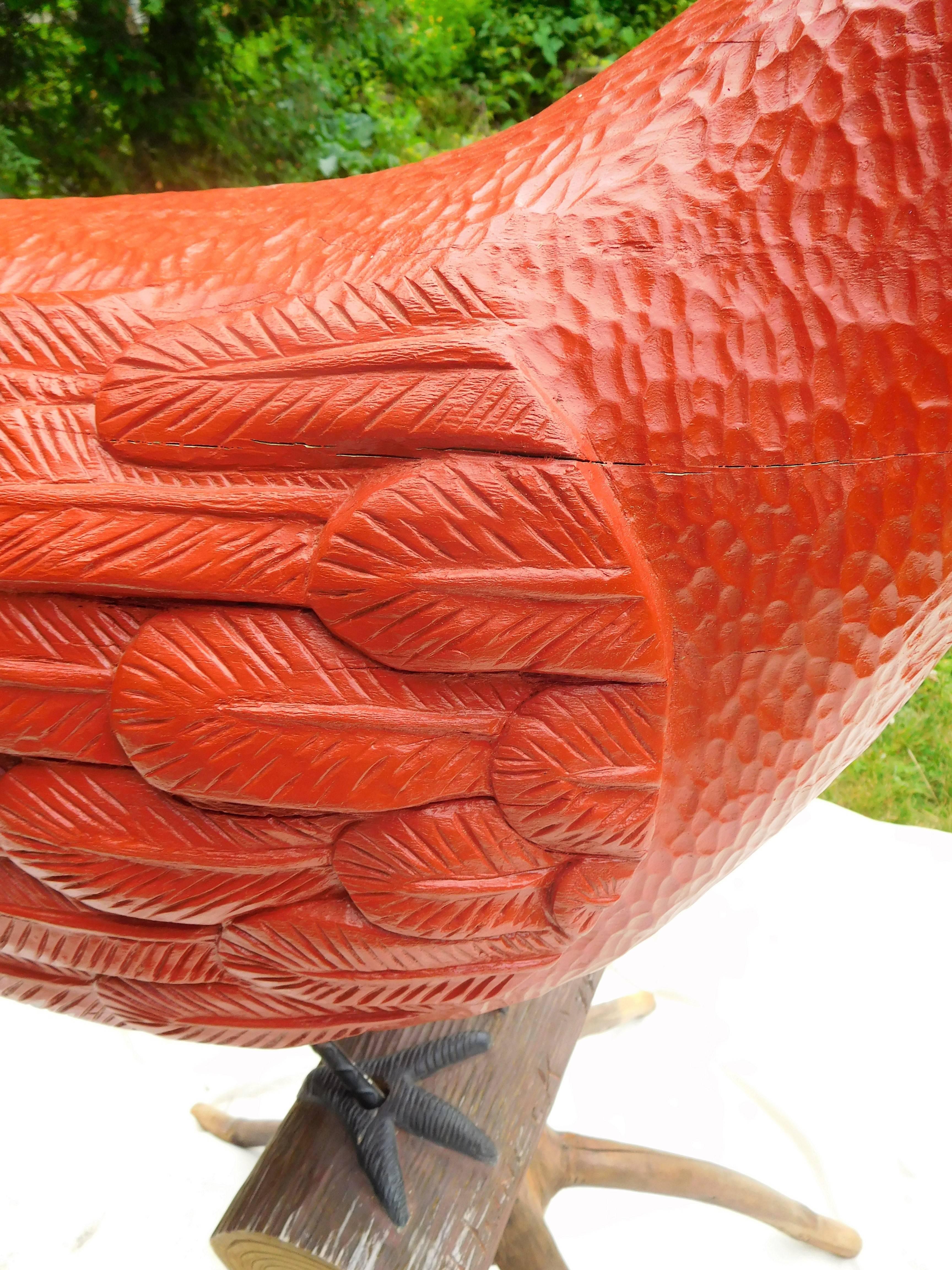 Big Red Bird, Oversized Folk Art Sculpture by Stephen Huneck, 1994 Vermont For Sale 6