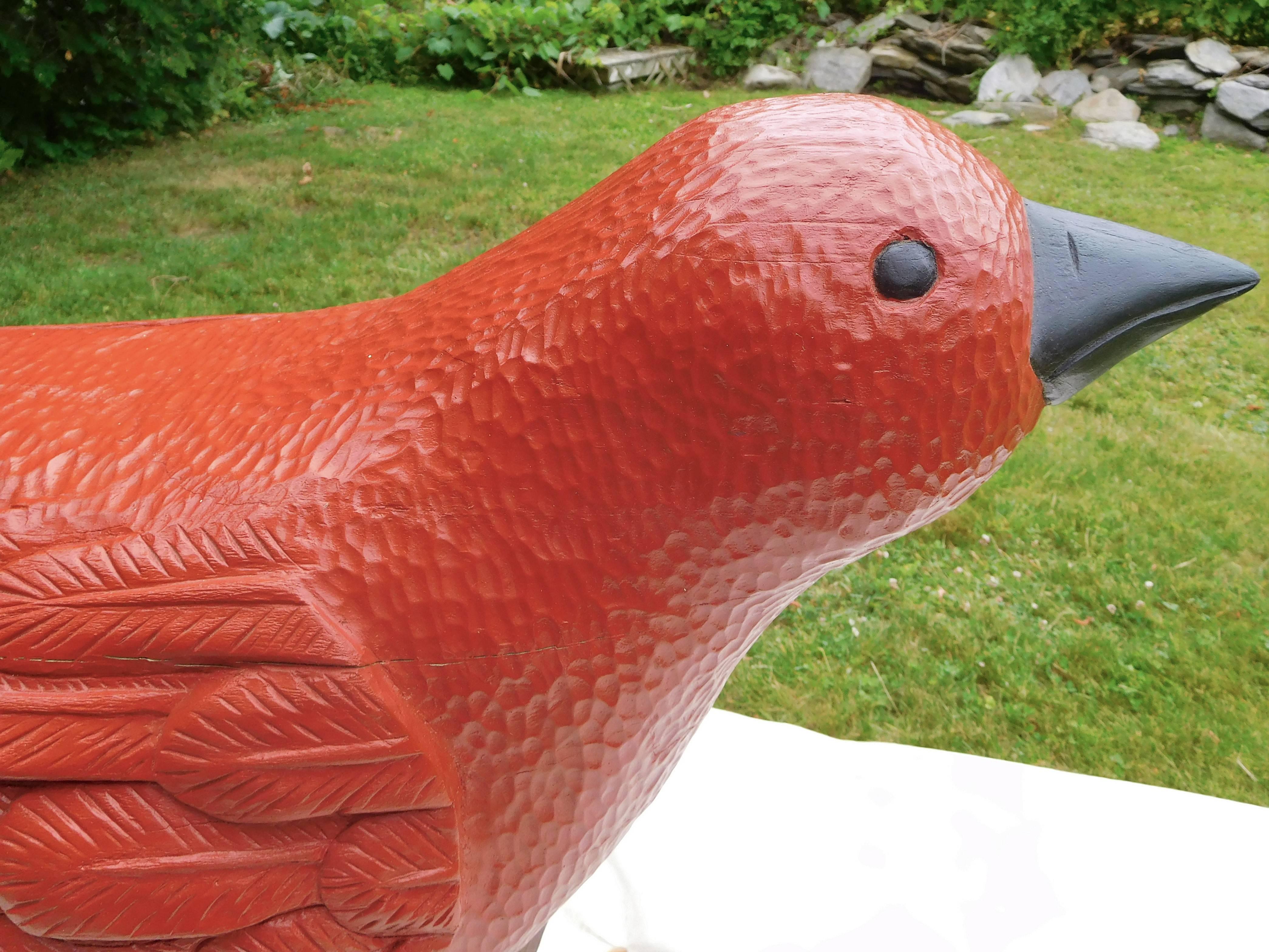 Big Red Bird, Oversized Folk Art Sculpture by Stephen Huneck, 1994 Vermont For Sale 7