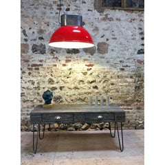 Big Red Industrial Vintage European Original Steel Pendant Lamp