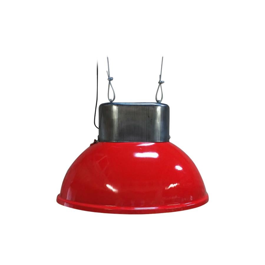 Big Red Industrial Vintage European Original Steel Pendant Lamp