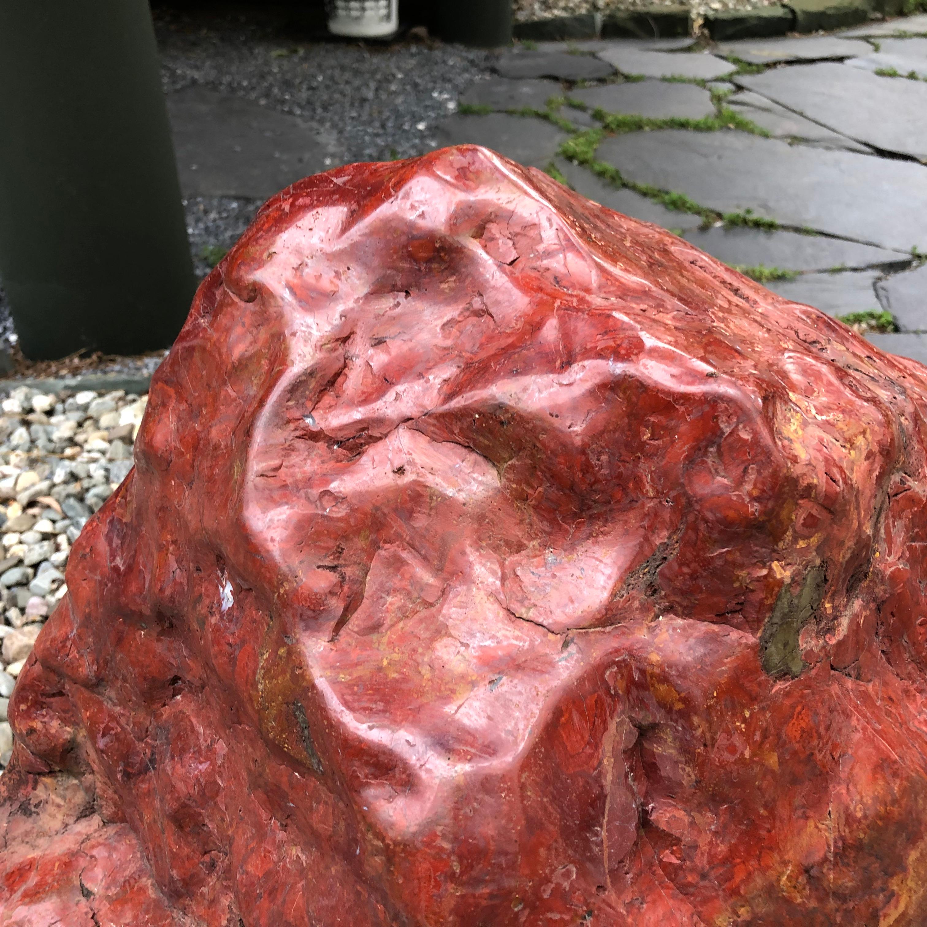 Indonesian Big Red Natural Mountain Shape Scholar Viewing Stone, Spirit Rock Beauty
