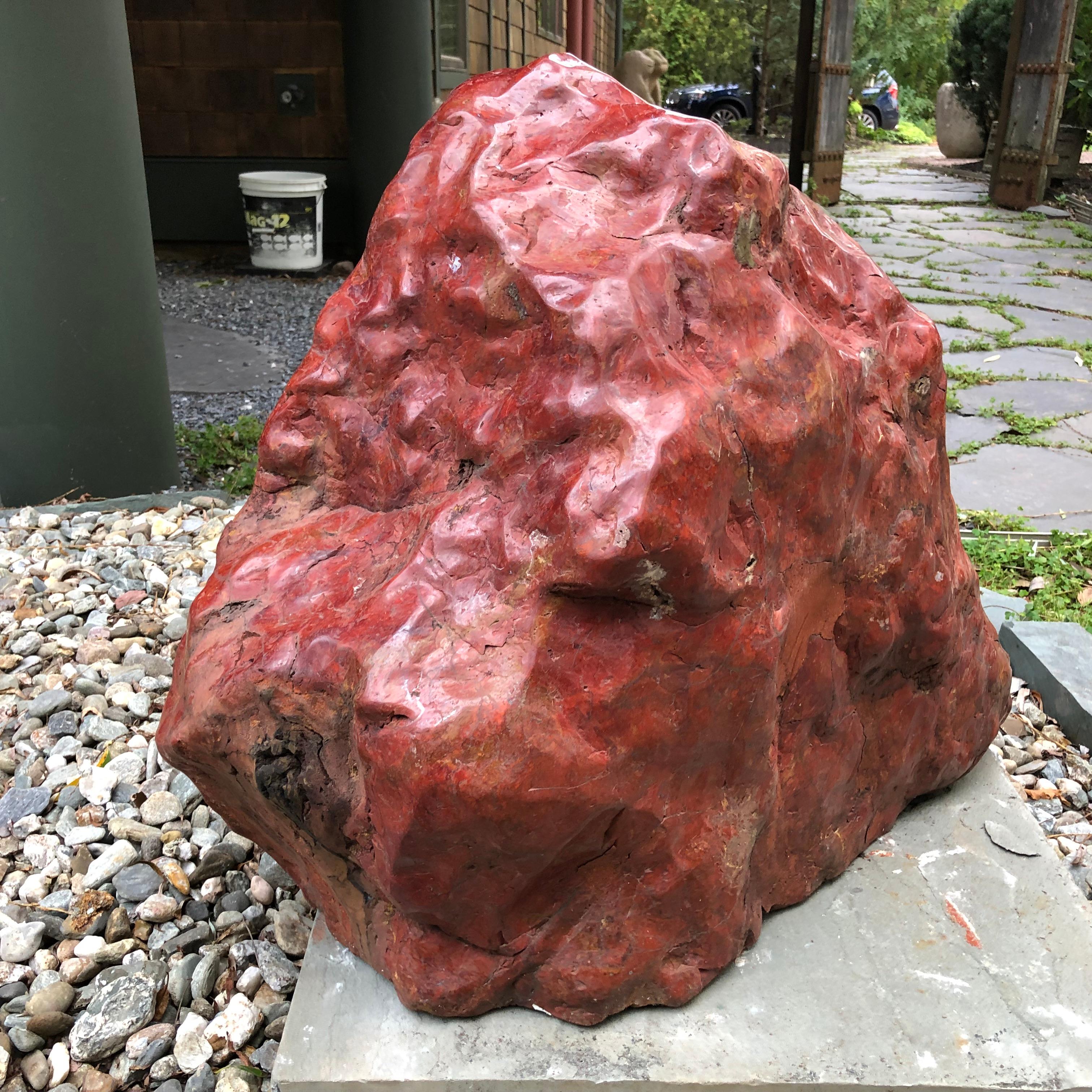 Big Red Natural Mountain Shape Scholar Viewing Stone, Spirit Rock Beauty 2