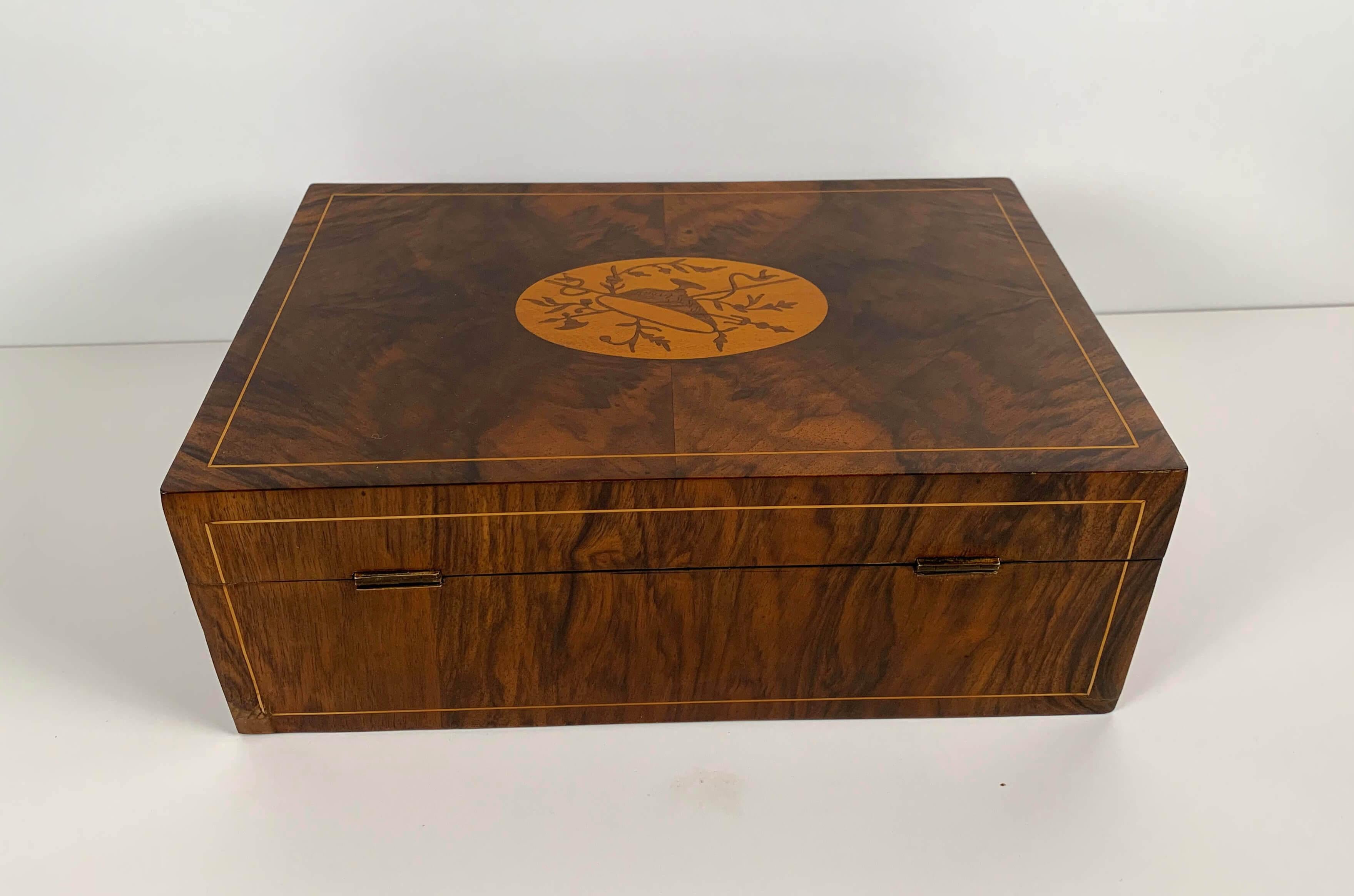 Big Restored Biedermeier Box, Walnut, Maple, Austria/Vienna, circa 1820 1