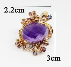 (Big Ring)Amethysts(17.30cts)Gold Plated&White gold Plated over sterling silver