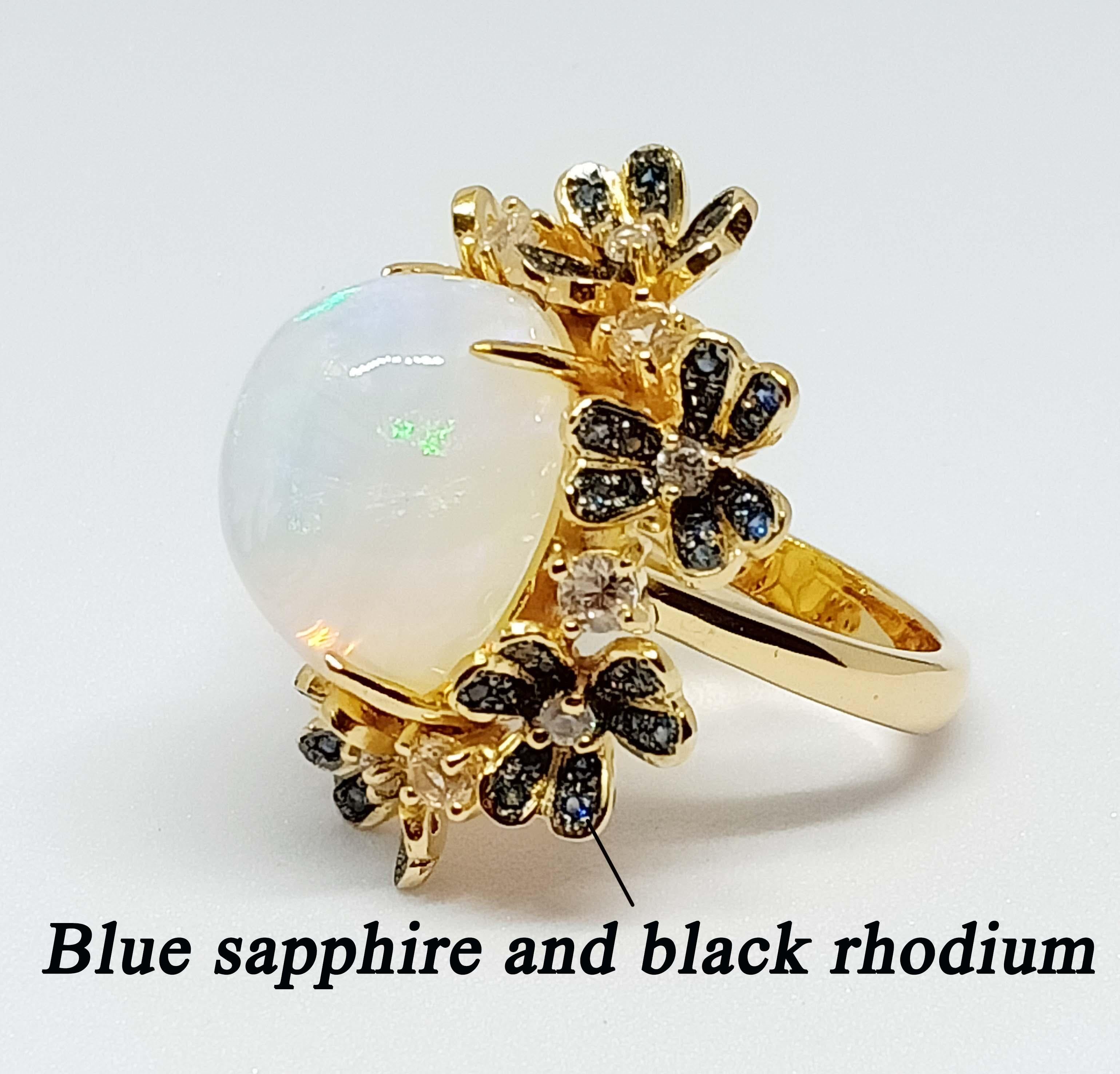Art Nouveau (Big ring)Opal flowers(10.80cts) 18K gold Plated Over sterling silver For Sale