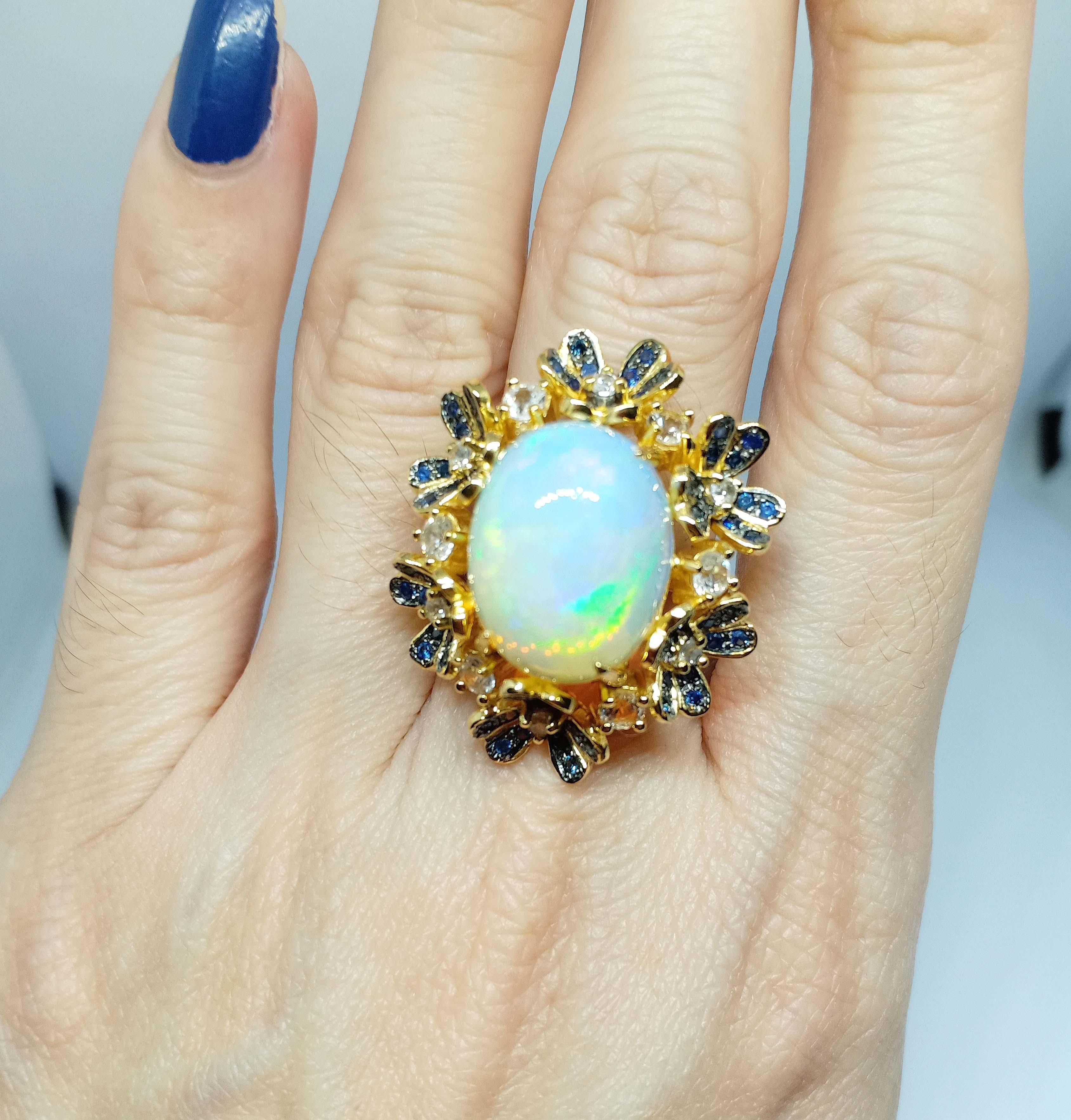 (Big ring)Opal flowers(10.80cts) 18K gold Plated Over sterling silver For Sale 2