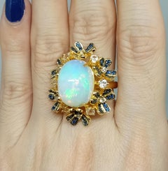 (Big ring)Opal flowers(10.80cts) 18K gold Plated Over sterling silver 
