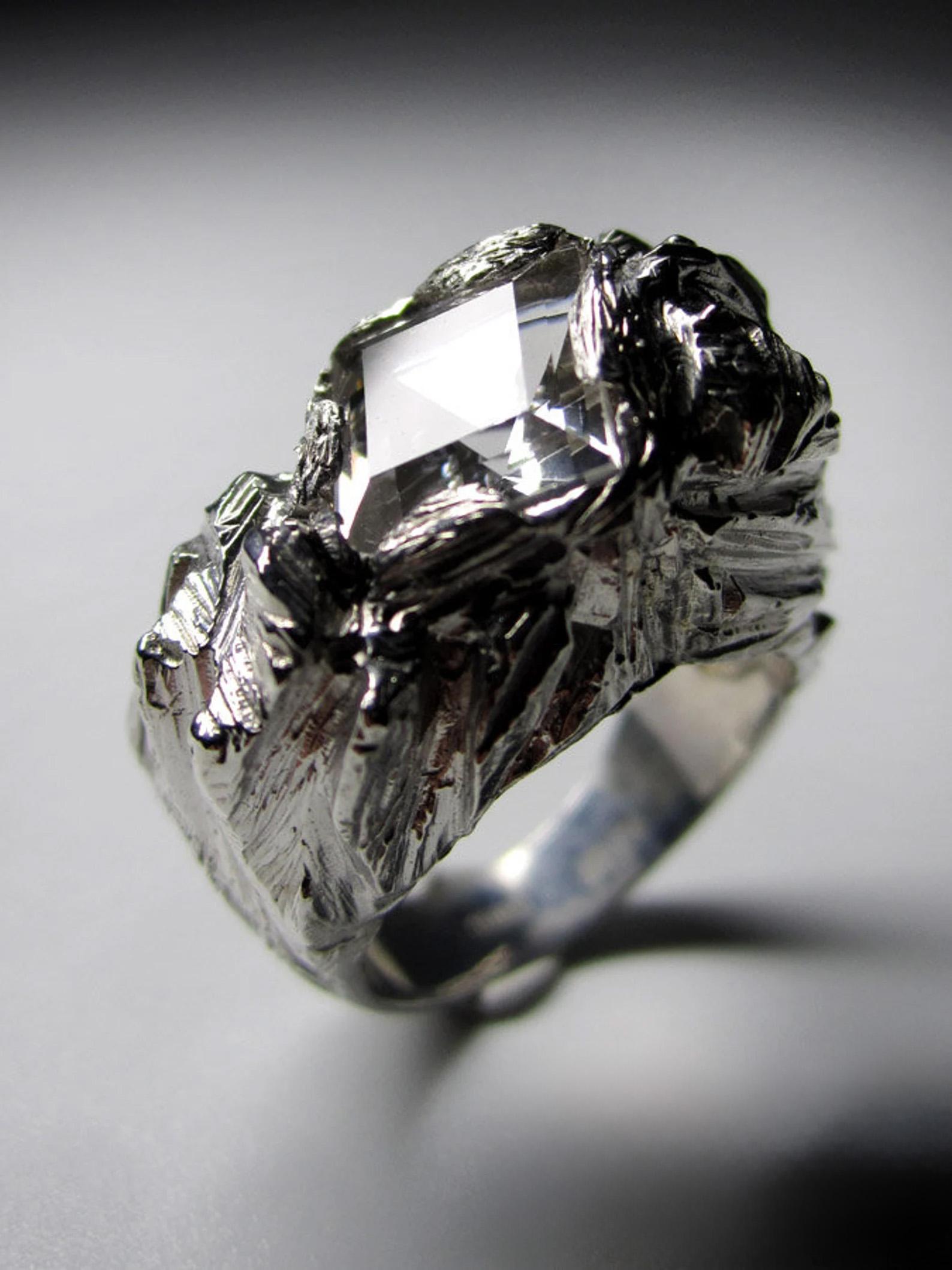 Anello d'argento con cristallo di rocca grande, taglio quadrato e fantasia, regalo di pietra preziosa in vendita 5