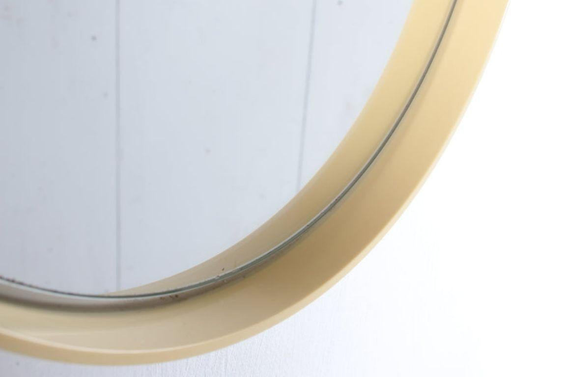 Mid-Century Modern Big Round Creme Wall Mirror with Plastic Edge 1960 For Sale
