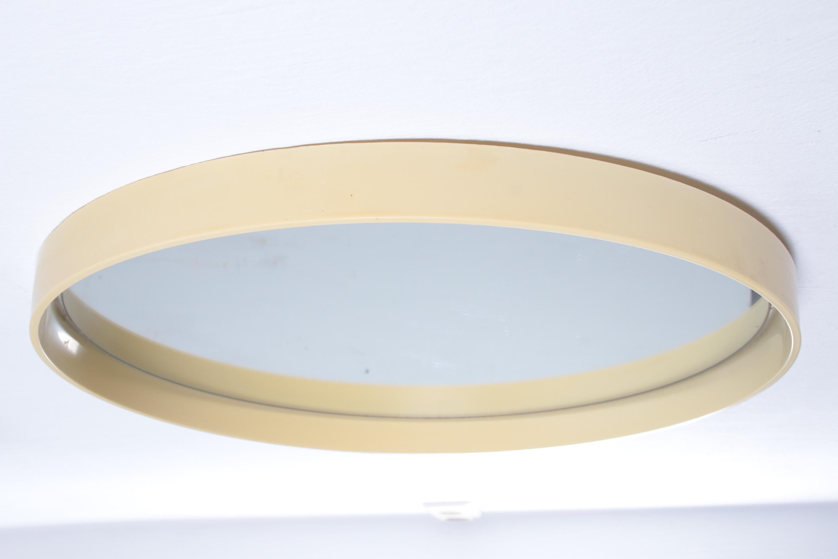 Big Round Creme Wall Mirror with Plastic Edge 1960 For Sale 1