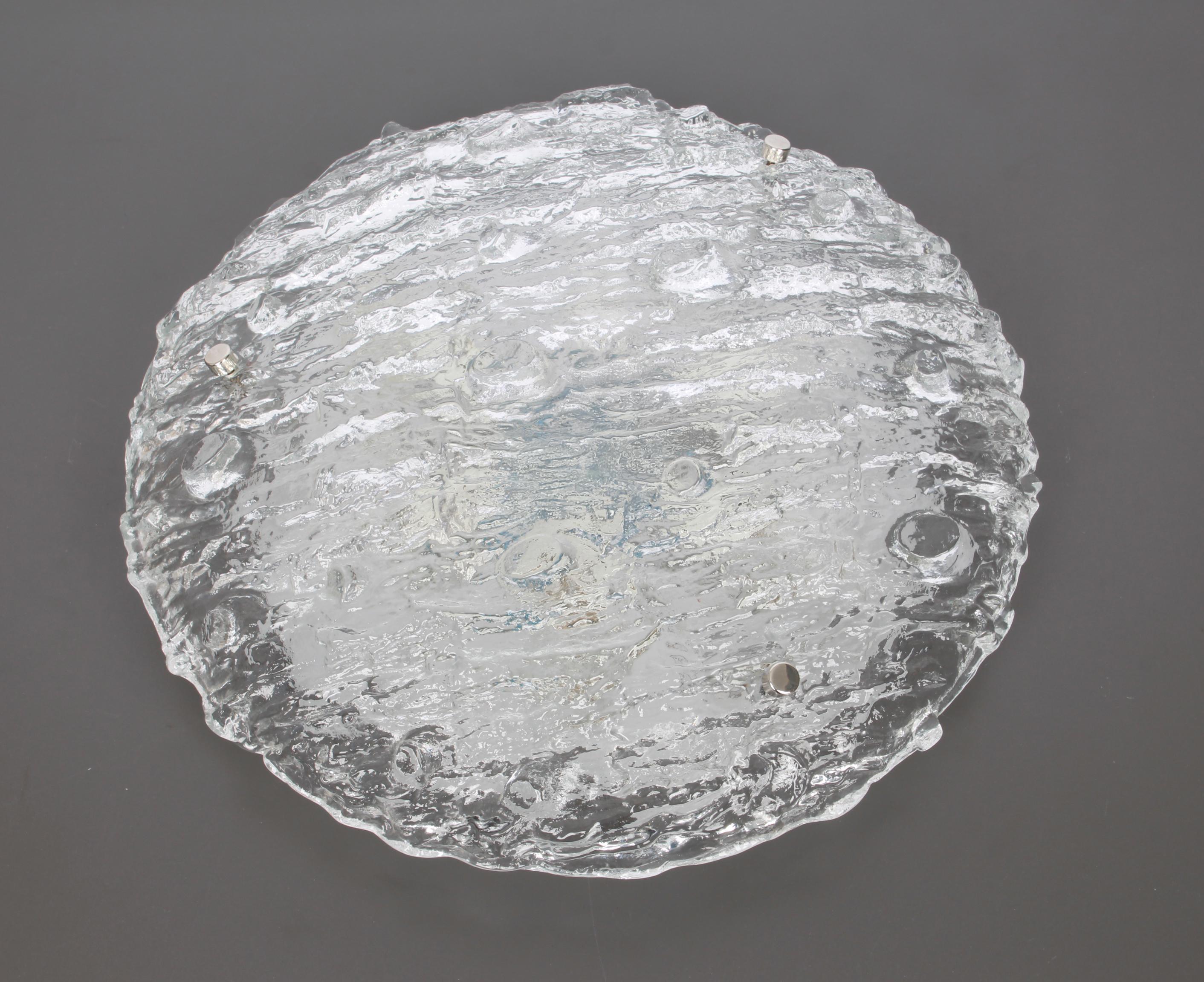 Murano Glass 1 of 2 Round Murano Flush Mount light , Kaiser, Germany, 1970s For Sale