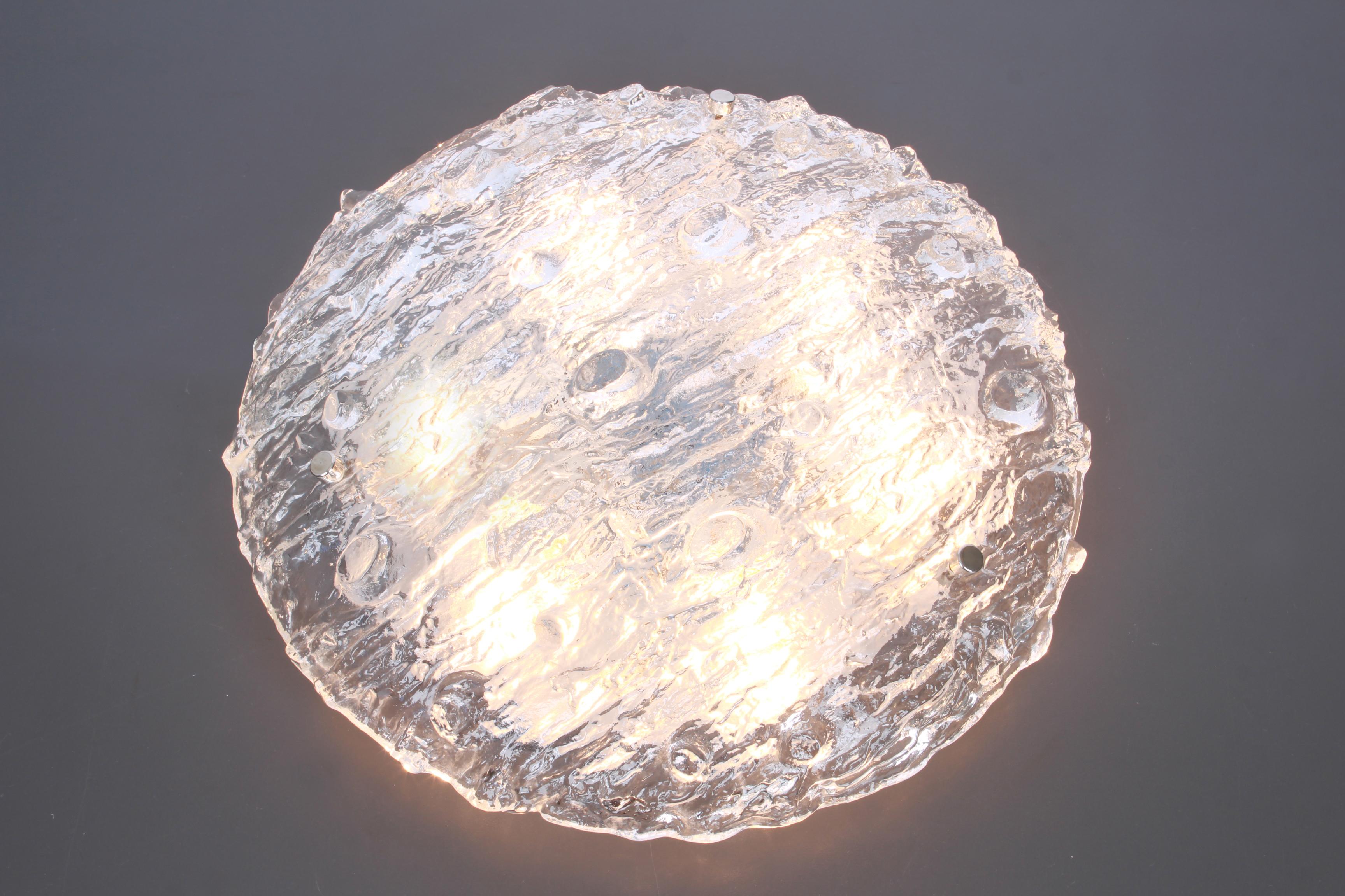 1 of 2 Round Murano Flush Mount light , Kaiser, Germany, 1970s For Sale 2