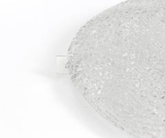 Big Round Ice Glass Flushmount, Kaiser, Germany, 1970s