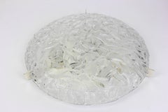 Big Round Ice Glass Flushmount, Kaiser, Germany, 1970s