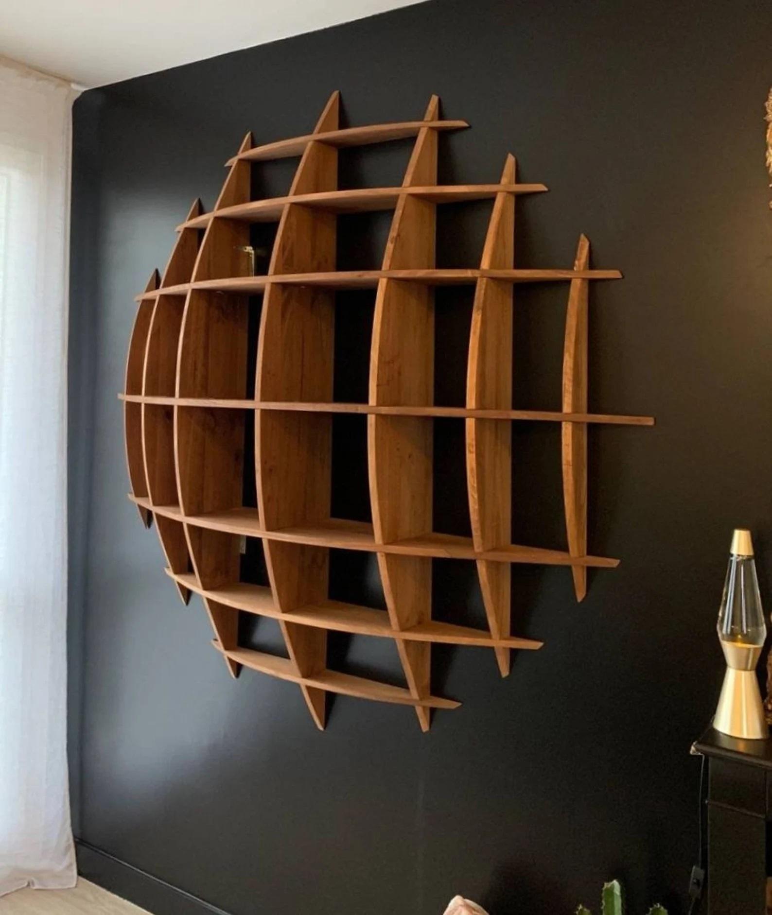 Post-Modern Big Round Pine Shelves by David Renault For Sale