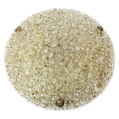 Big Round Smoke Tone Murano Glass Flush Mount by Hillebrand, Germany, 1970s Big Round Smoke Tone Murano Glass Flush Mount by Hillebrand, Germany, 1970s