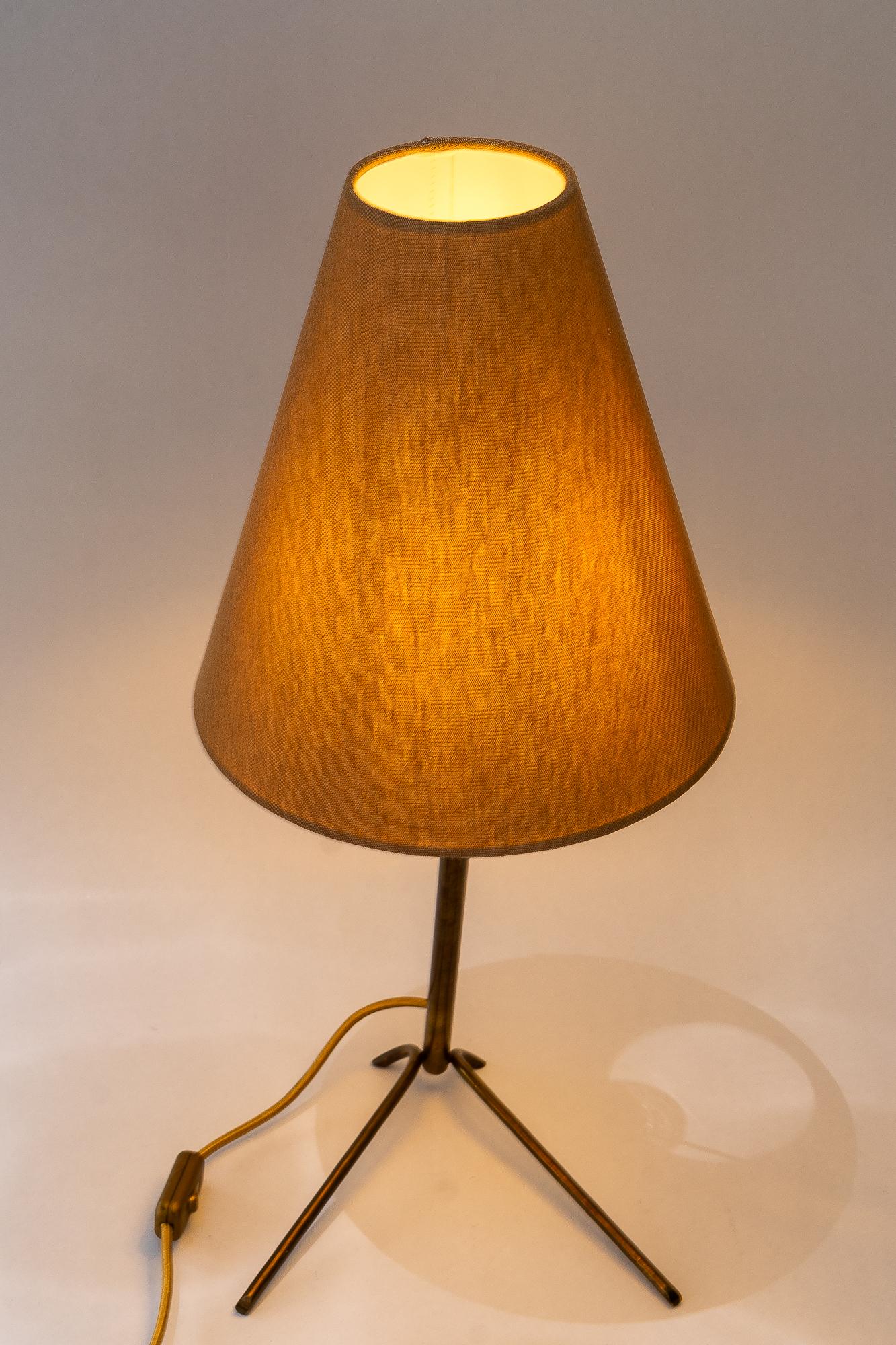 Große Rupert Nikoll Tischlampe mit Stoffschirm wien um 1950 im Angebot 3