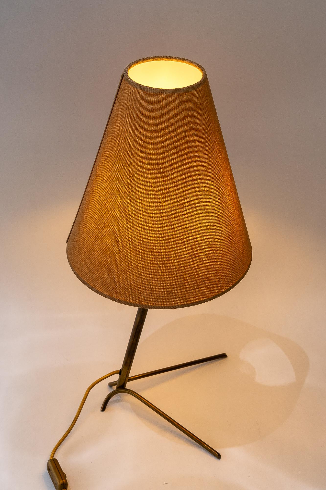 Große Rupert Nikoll Tischlampe mit Stoffschirm wien um 1950 im Angebot 5