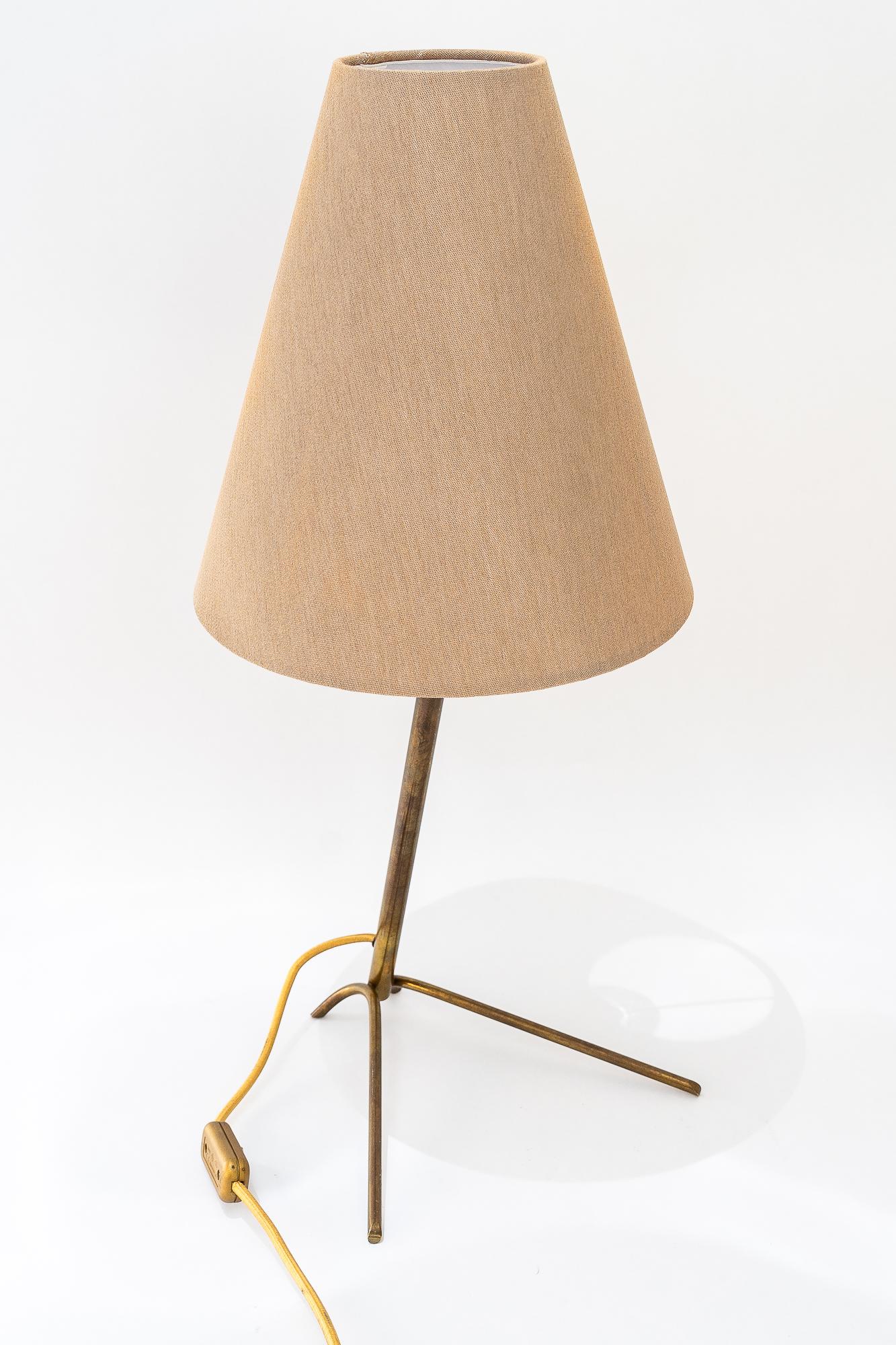 Große Rupert Nikoll Tischlampe mit Stoffschirm wien um 1950 im Zustand „Gut“ im Angebot in Wien, AT