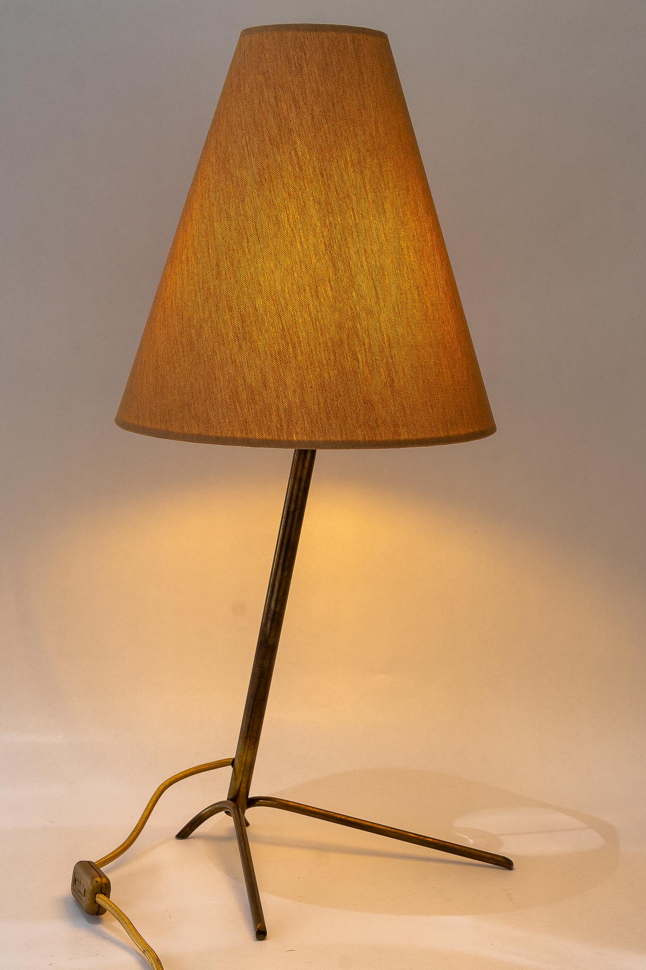 Große Rupert Nikoll Tischlampe mit Stoffschirm wien um 1950 im Angebot 1