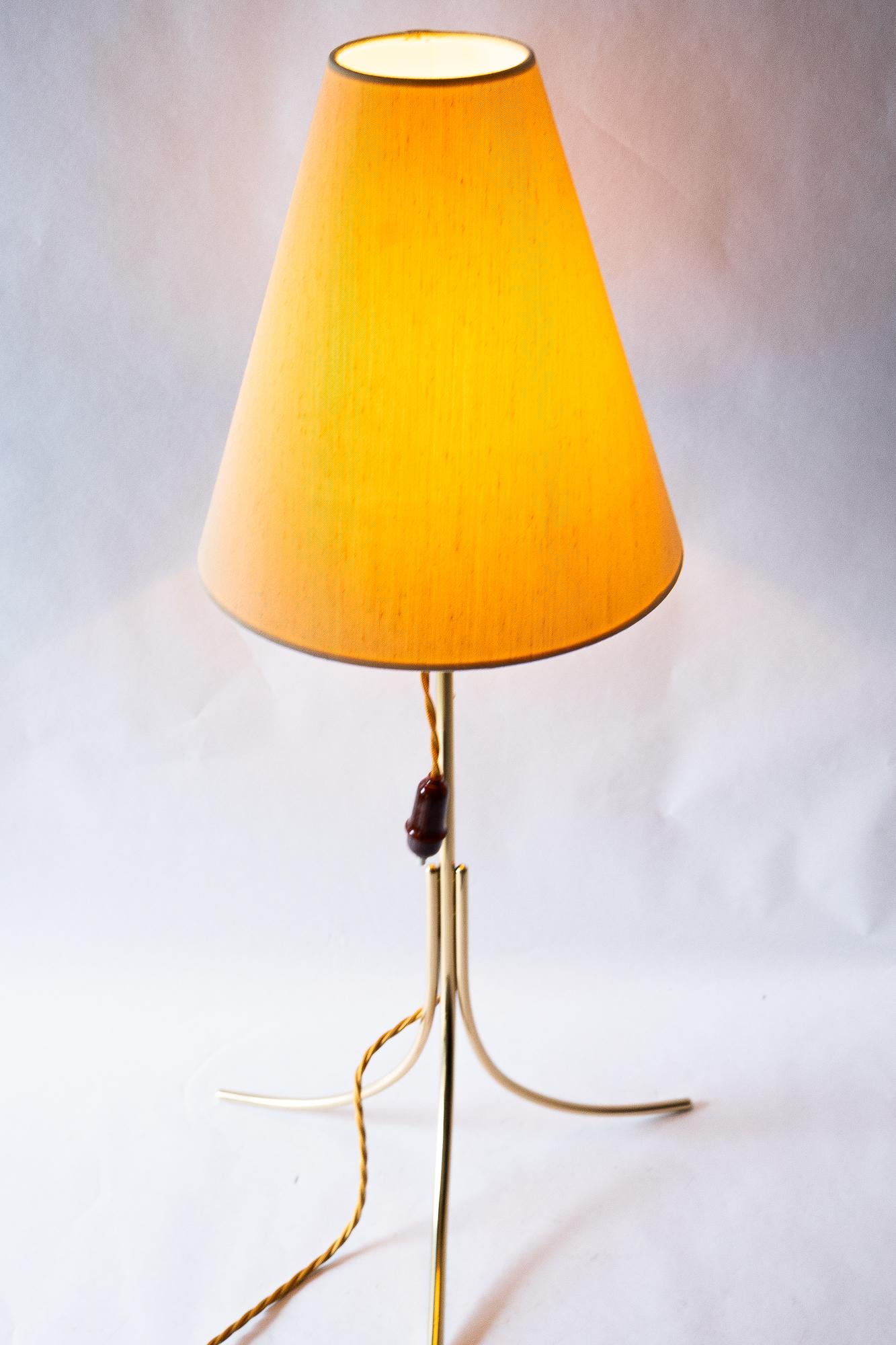 Big Rupert Nikoll Tischlampe mit Stoffschirm wien um 1950 (Messing) im Angebot