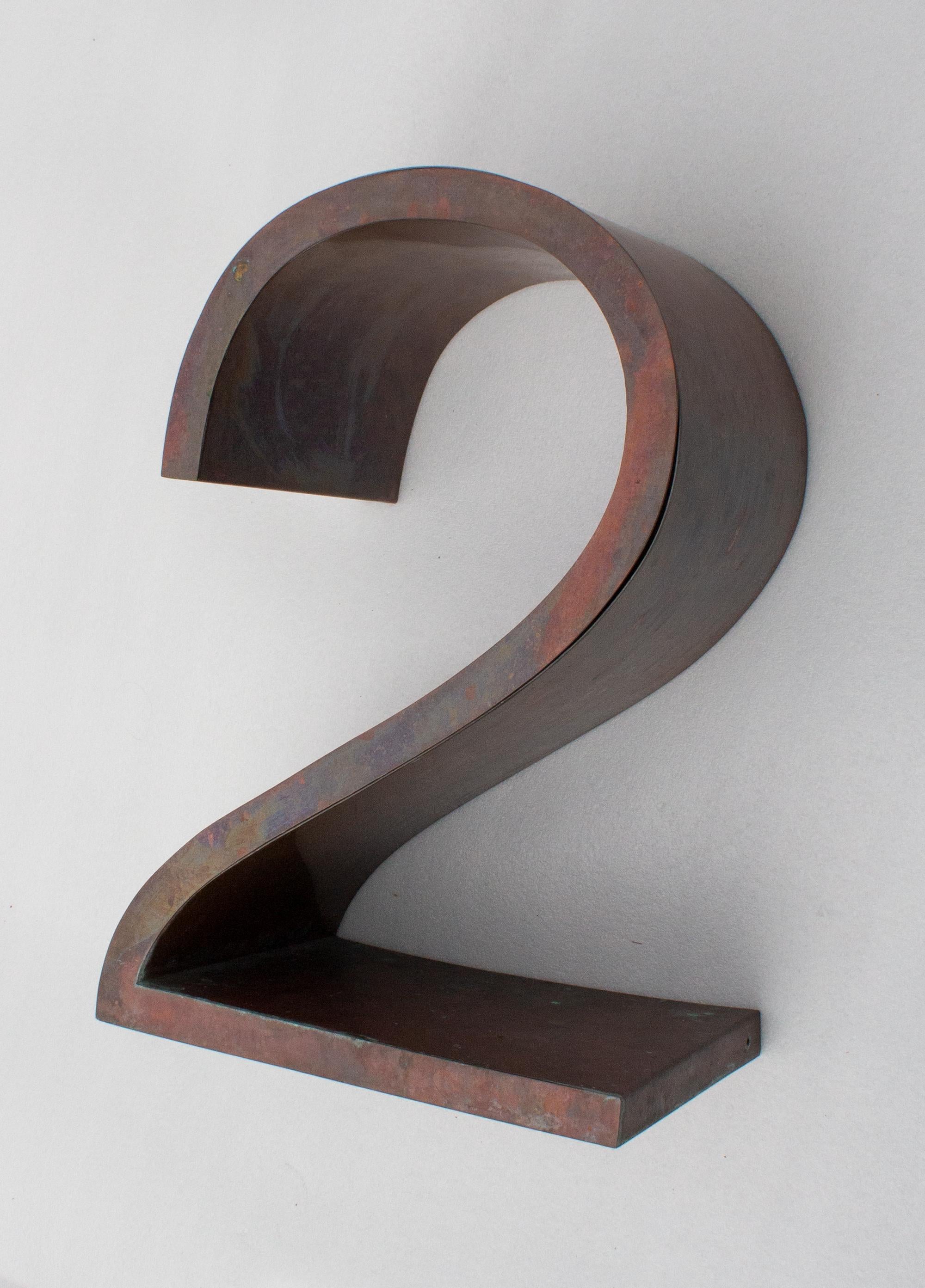 Big Rustic Sign Number Two in Copper, Made in Sweden 5