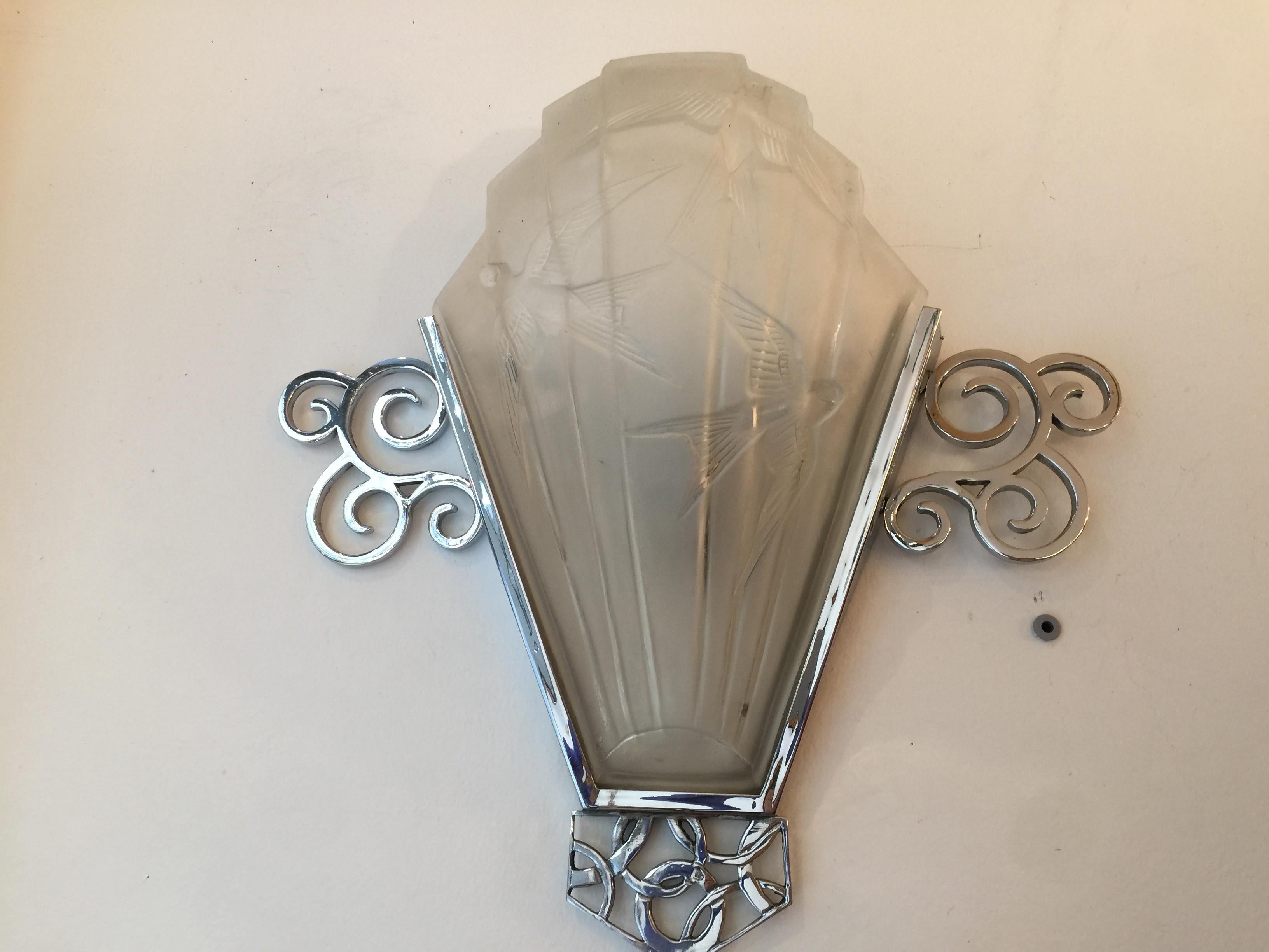 Mid-20th Century Big Sconce, Style: Art Deco, Year: 1930, Design: Sabino, France For Sale