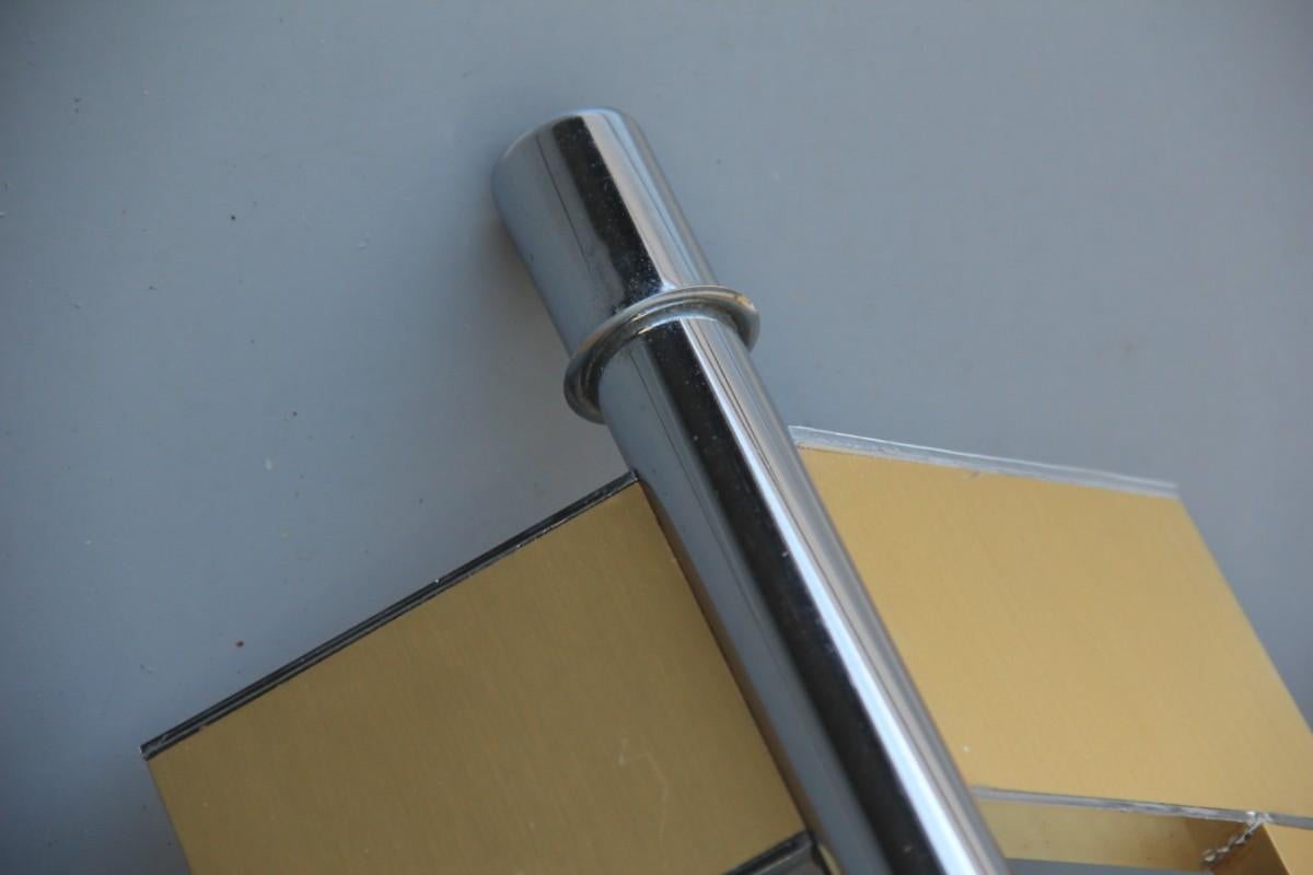 Grandes appliques sculpturales italiennes Sciolari en aluminium et acier Minimal italiennes 1970 or et argent en vente 9