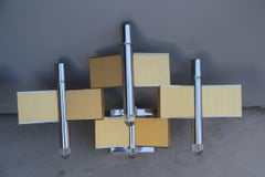 Grande applique scultorea Sciolari Alluminio Acciaio Minimal Italiano 1970 Oro Argento