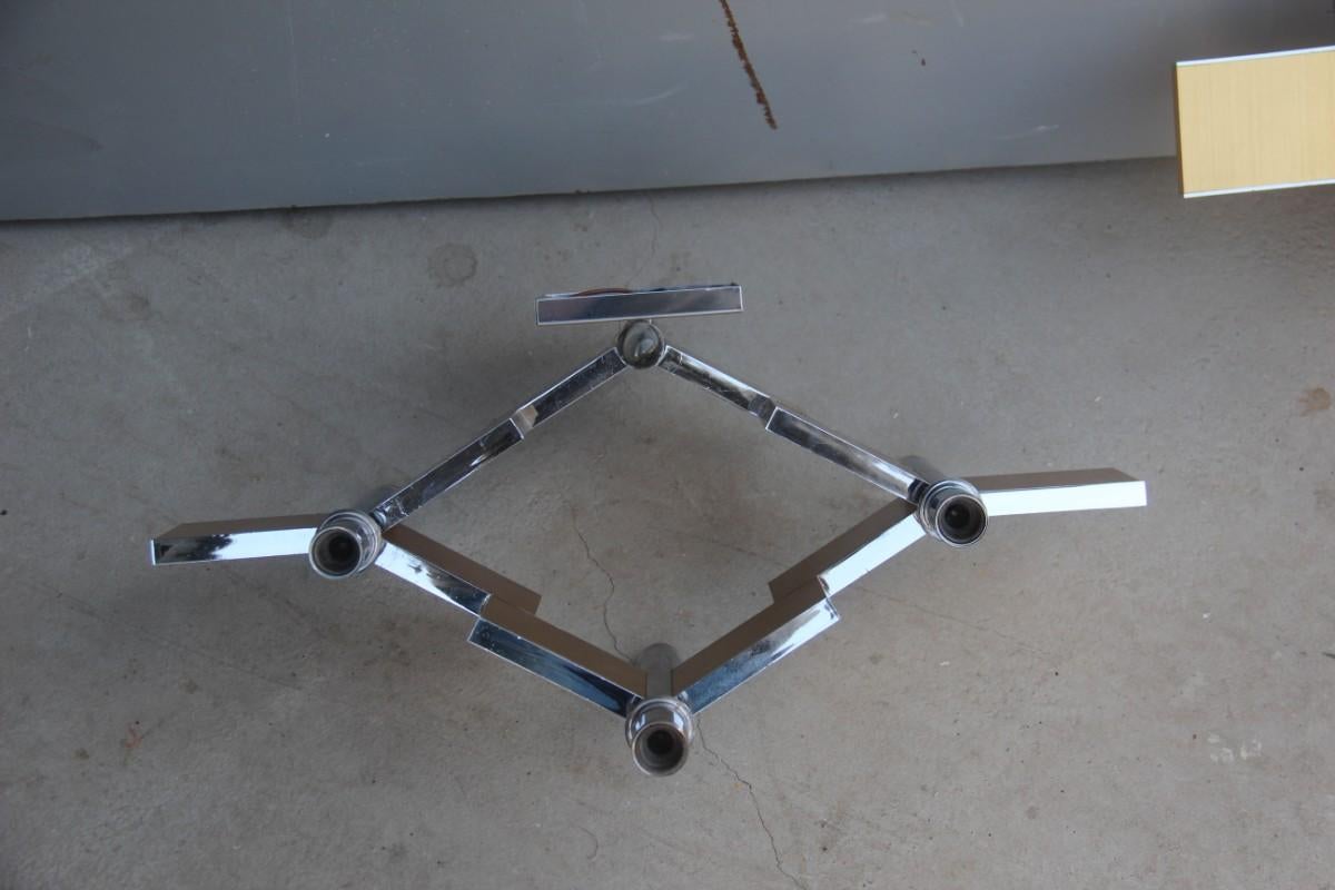Grandes appliques sculpturales italiennes Sciolari en aluminium et acier Minimal italiennes 1970 or et argent Bon état - En vente à Palermo, Sicily