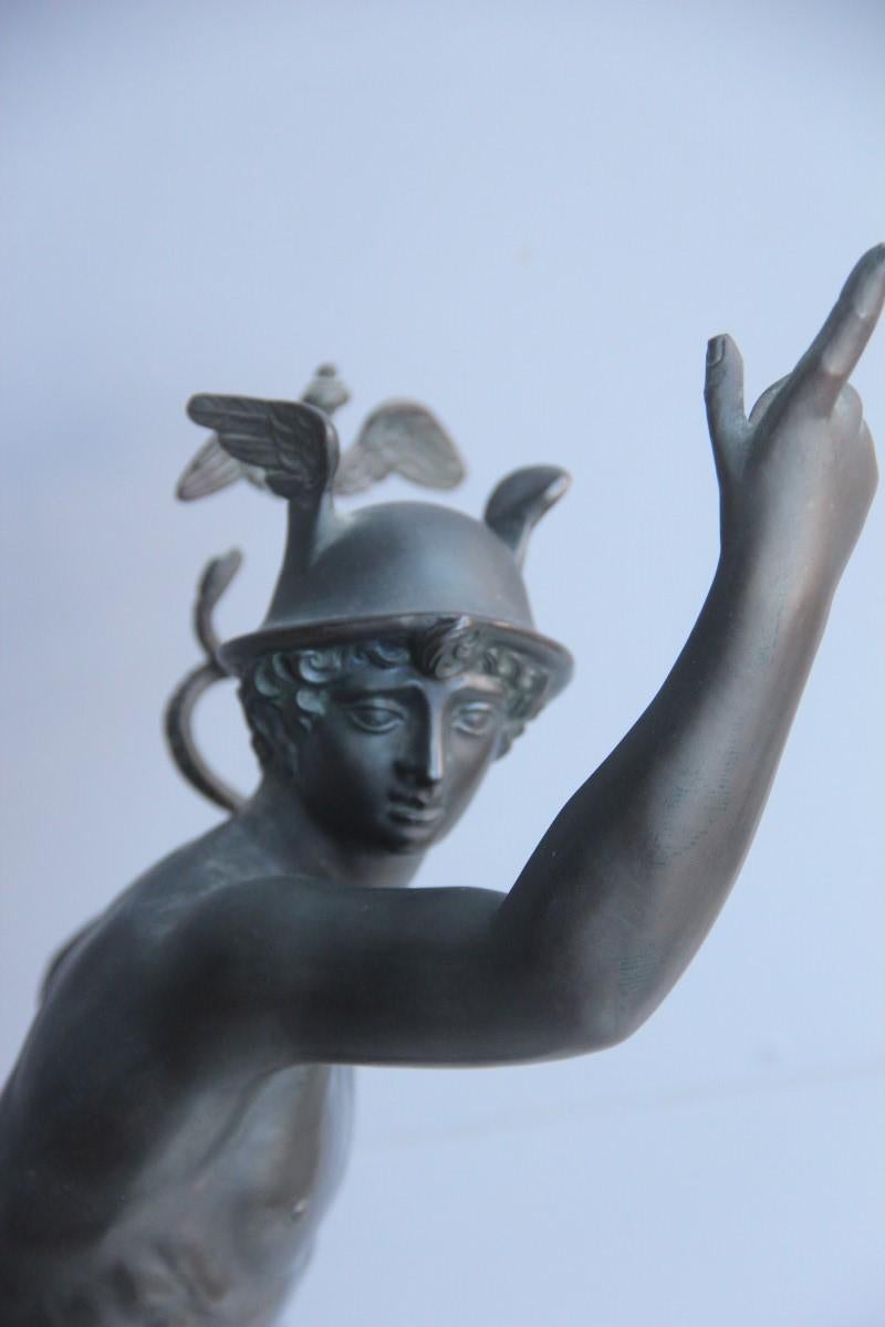 Big Sculpture Mercurio di Gianbologna 1930 Metal Marble Black Sephyrus Art Deco 5