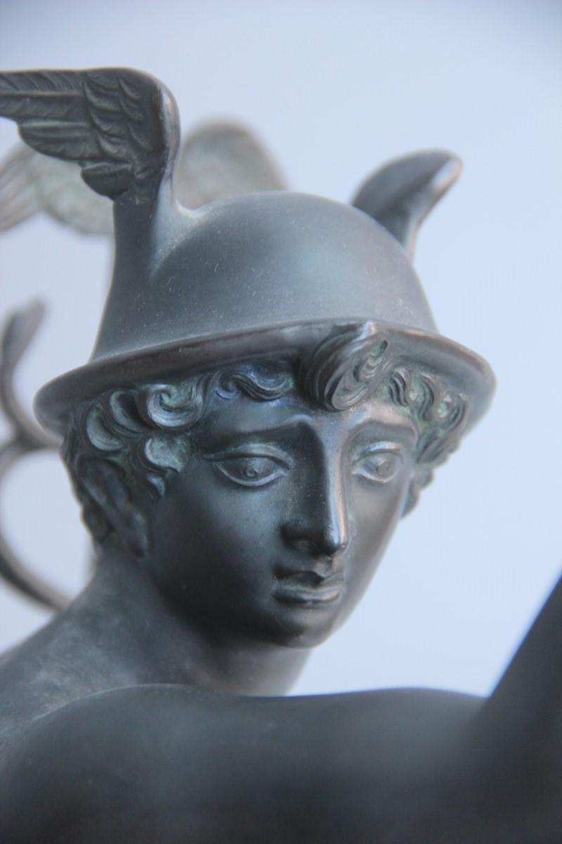 Big Sculpture Mercurio di Gianbologna 1930 Metal Marble Black Sephyrus Art Deco 9