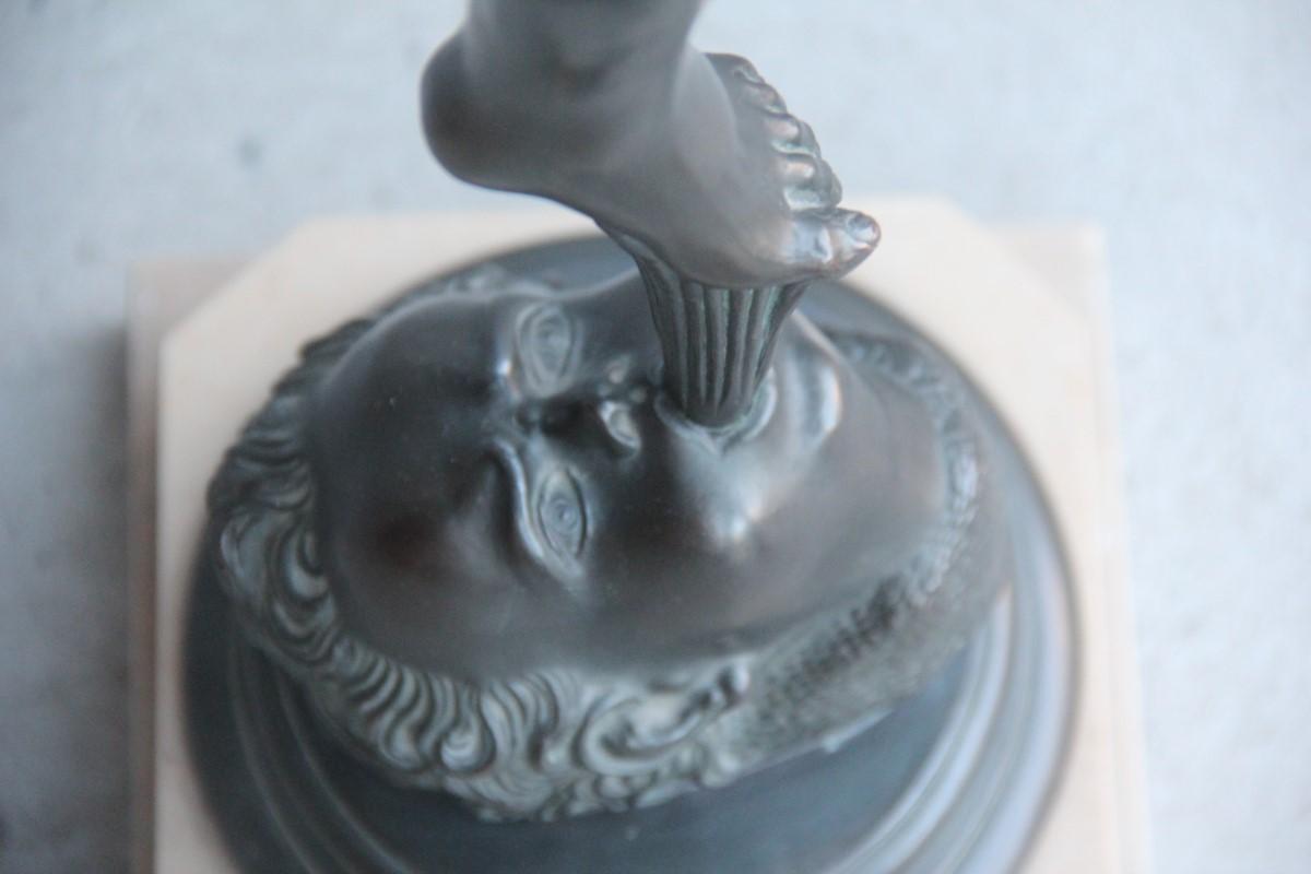 Big Sculpture Mercurio di Gianbologna 1930 Metal Marble Black Sephyrus Art Deco In Good Condition In Palermo, Sicily