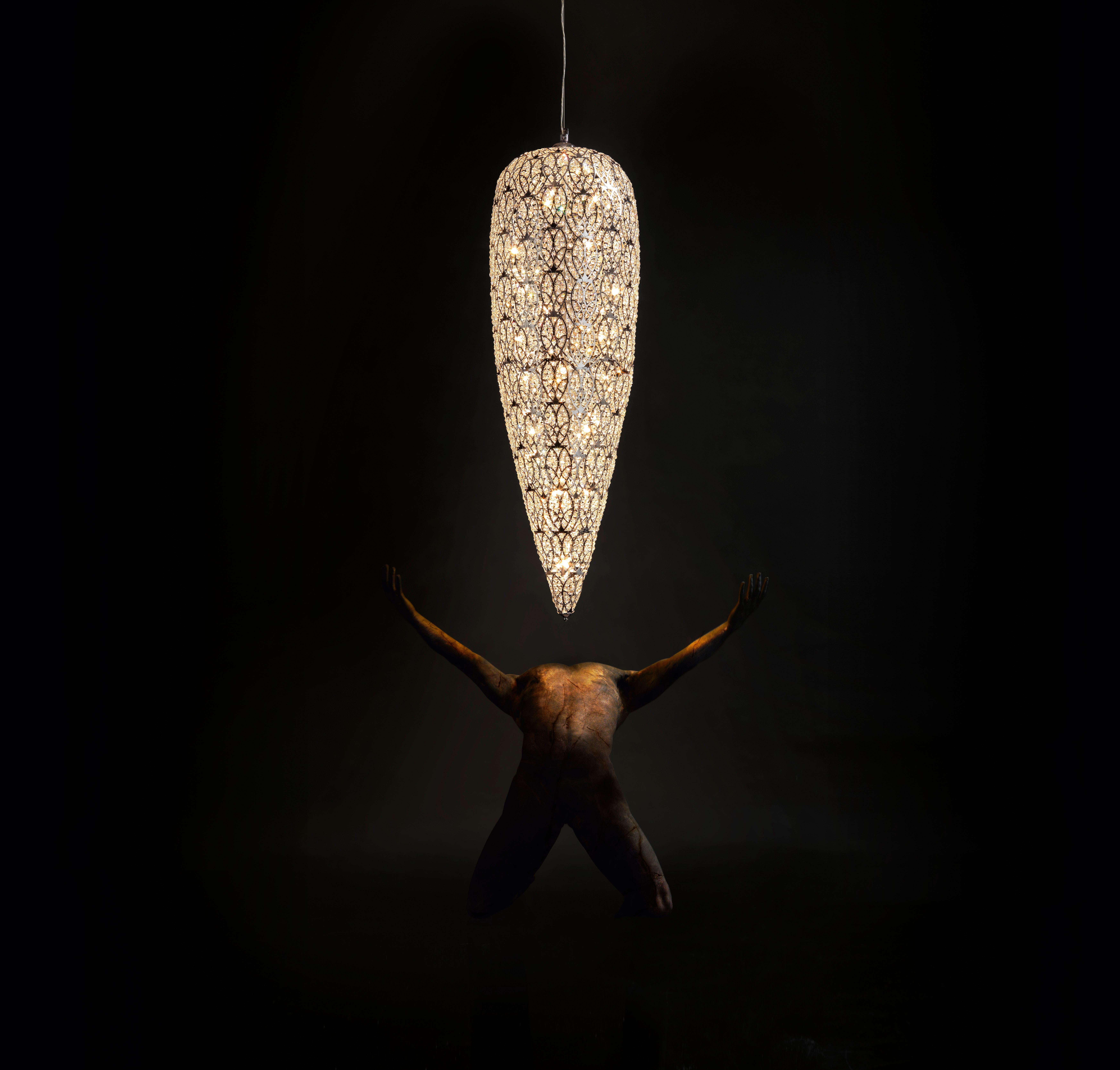 Modern Big Sensation Pendant Lamp, Chrome Finish, Arabesque Style, Italy For Sale
