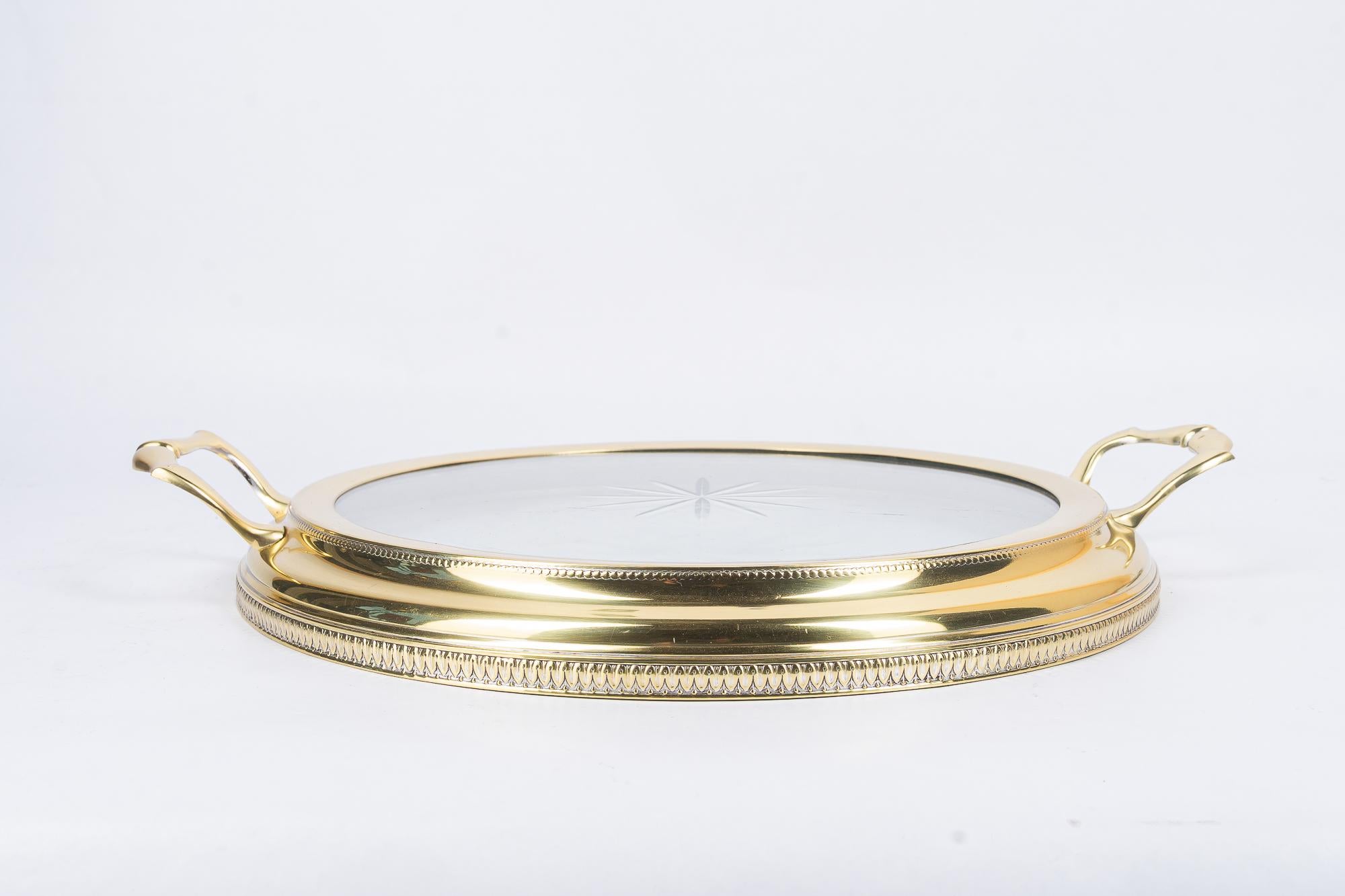 Début du 20ème siècle Grande assiette de service avec vienne en verre taillé d'origine datant des années 1920 en vente