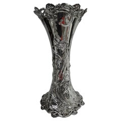 Big & Showy Antique American Art Nouveau Sterling Silver Vase