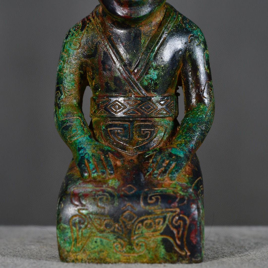 Big Size Old Asian Bronze Kneeling Down Human Candle Stick Statue For Sale 1