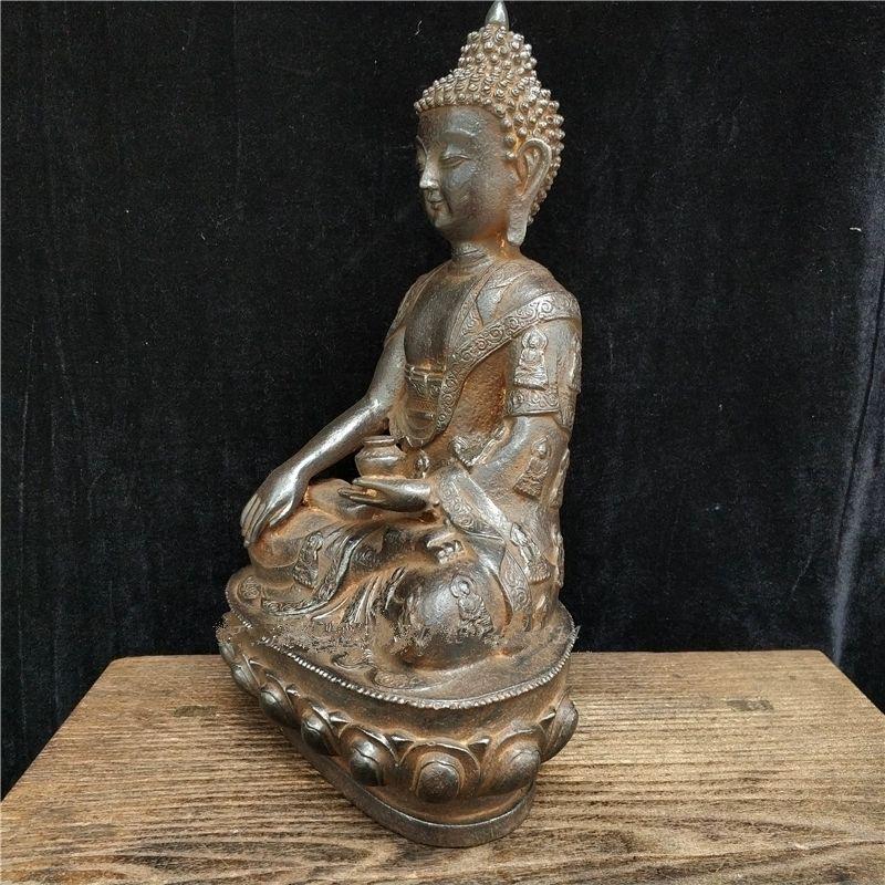 44cm Big Size Old Iron Buddha Statue Wearing Full Buddhas Garment For Sale 1