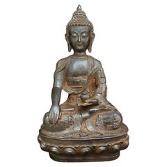 44cm Big Size Old Iron Buddha Statue Wearing Full Buddhas Garment