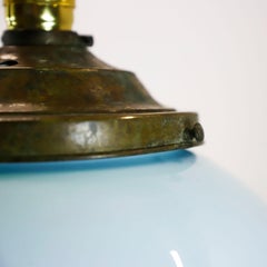 Big Size Art Deco Blue Milk Glass Pendant Light