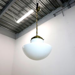 Big Size Art Deco Milk Glass Pendant Light