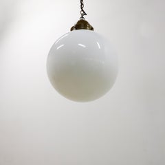 Big Size Art Deco Pendant Light · Milk Glass and Brass Circa 1940