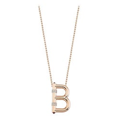 Big Size B Letter Necklace with Diamonds Having Rubelite Details