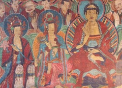 Fine and Large 19th Century Painting of Buddha and Bodhisattvas, Buddhist Art